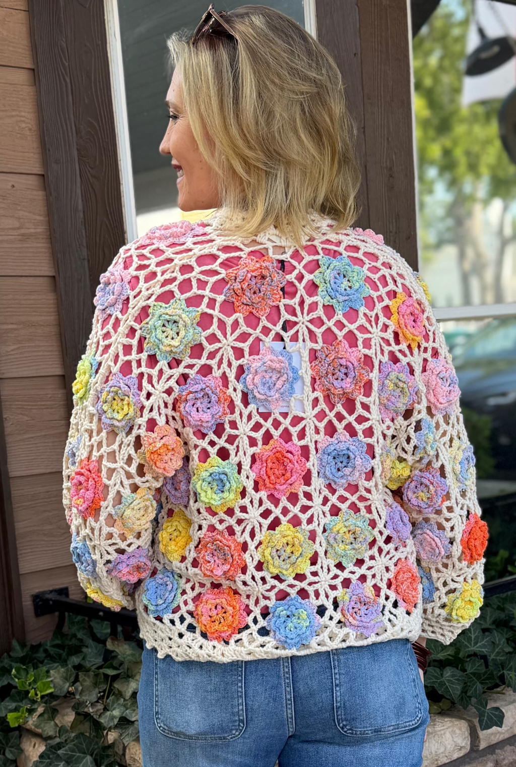 CROCHET ROSETTE CARDIGAN