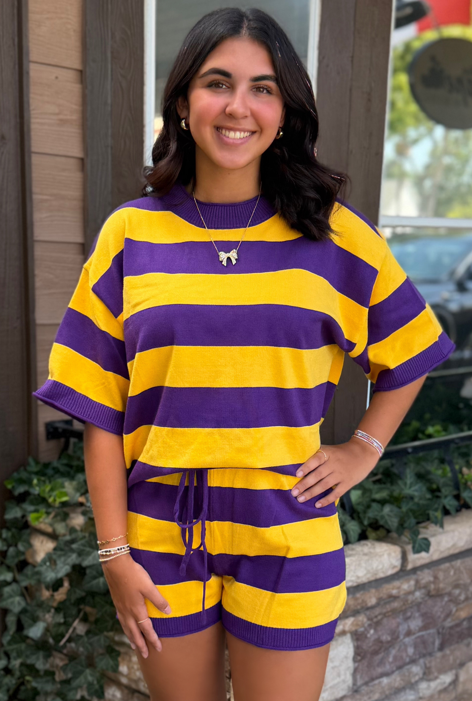 PURPLE AND GOLD STRIPE SET