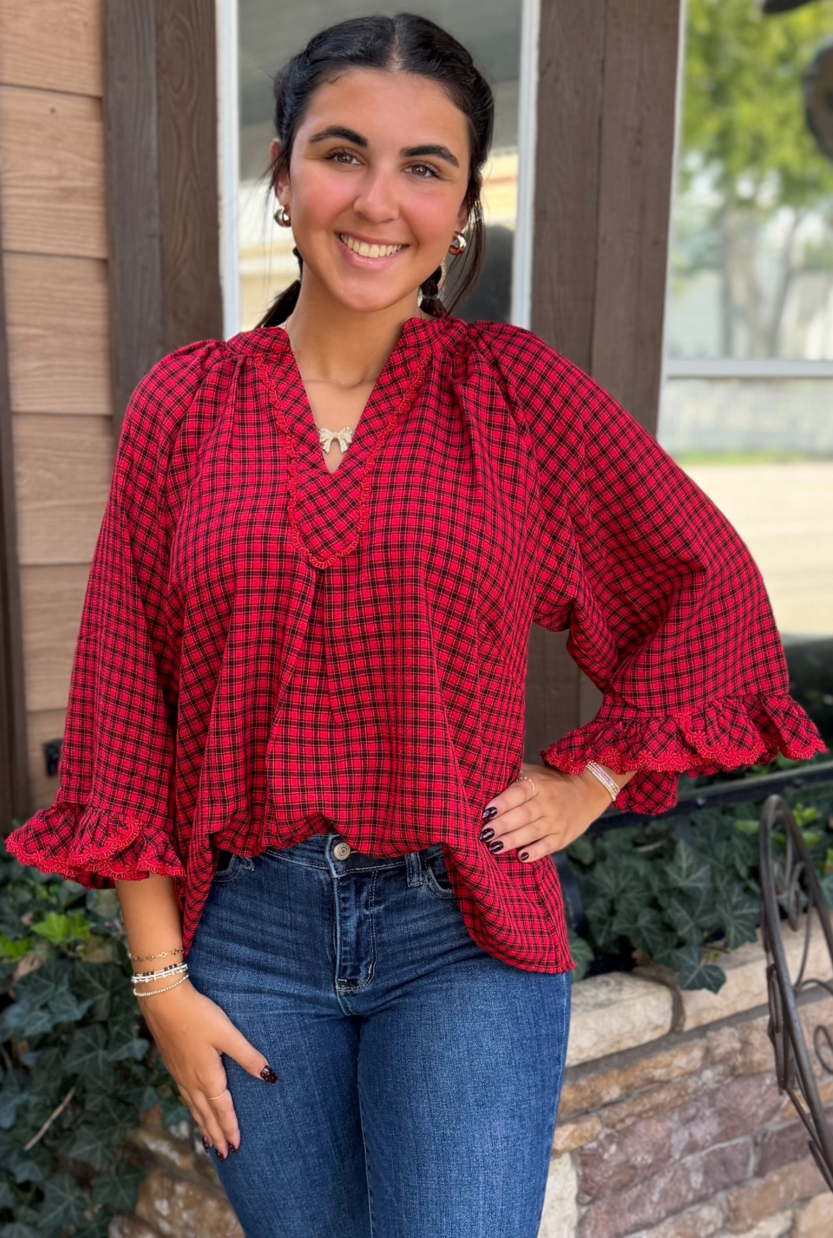 RED CHECK TOP