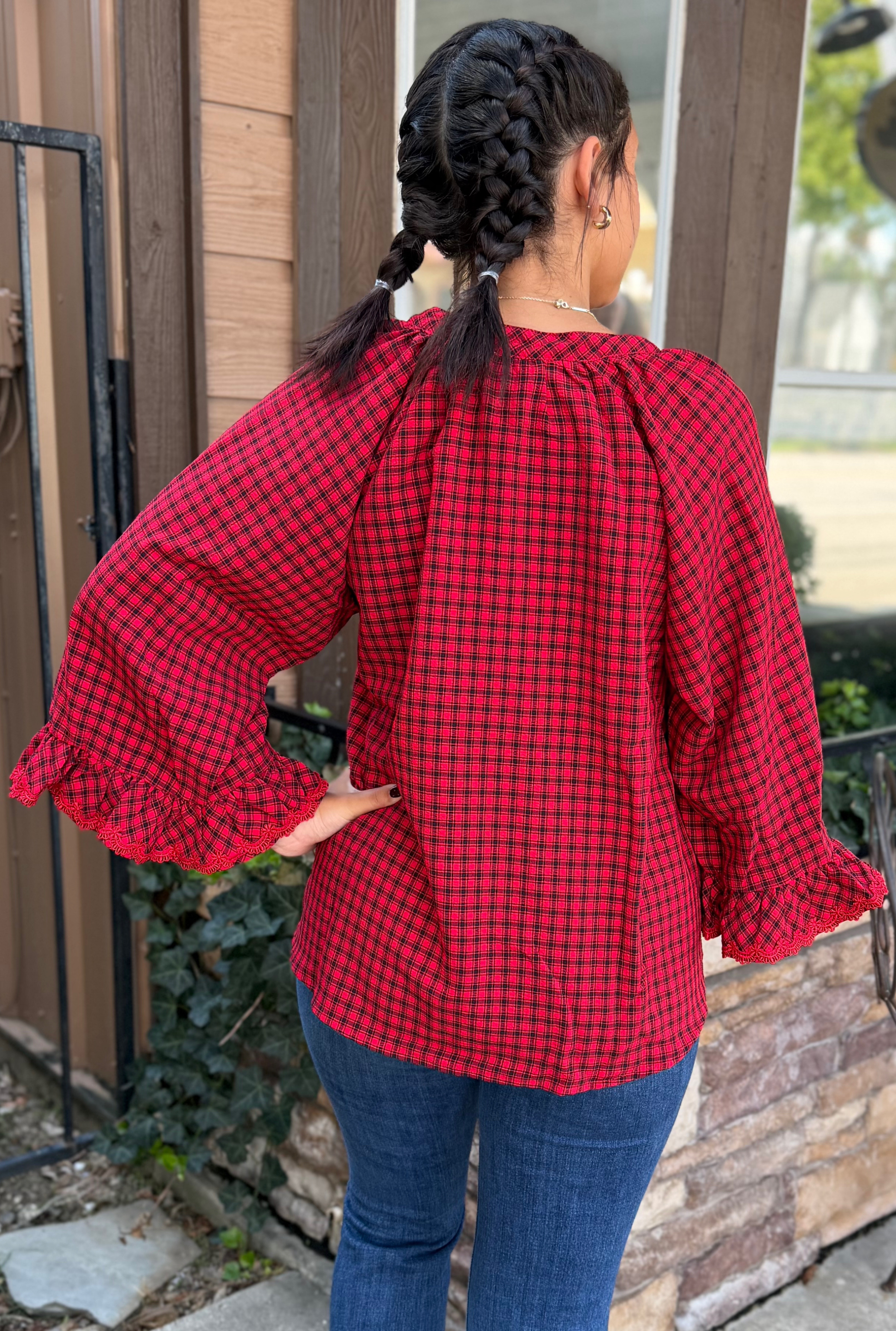 RED CHECK TOP