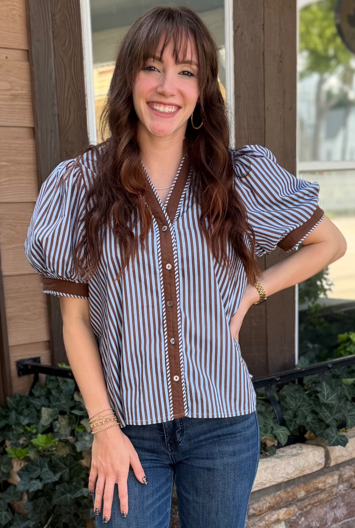 BLUE BROWN ANNIE TOP