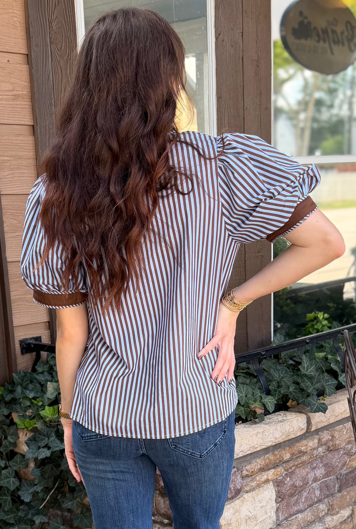 BLUE BROWN ANNIE TOP