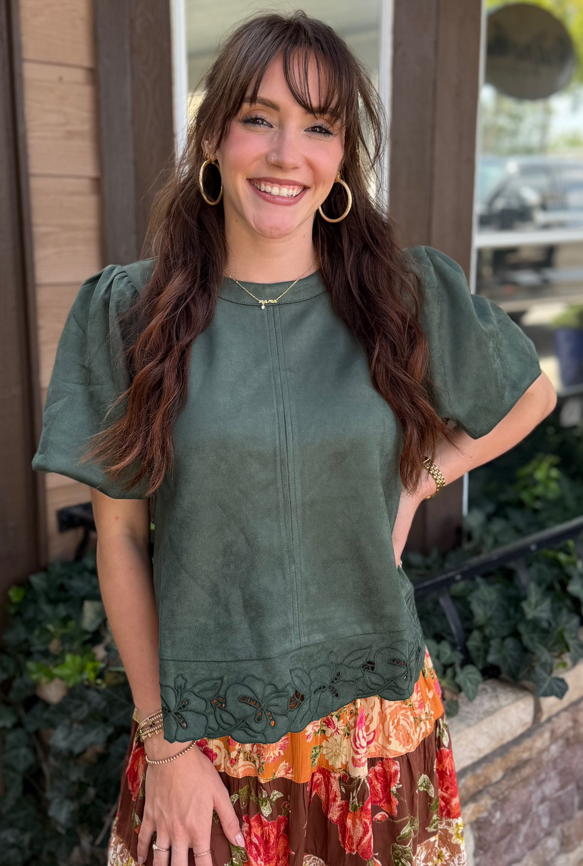 FOREST LINEN BUBBLE TOP