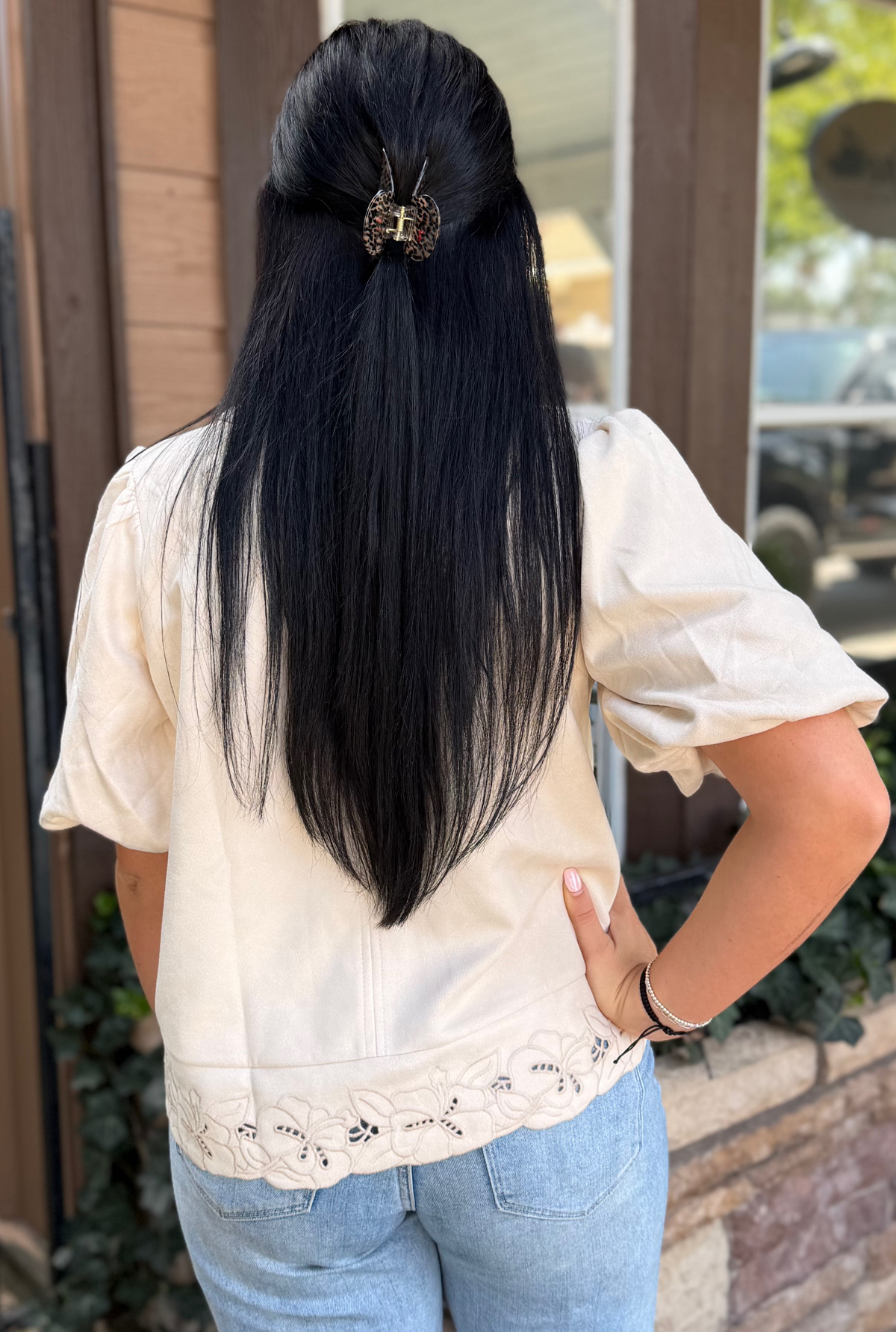 ECRU LINEN BUBBLE TOP