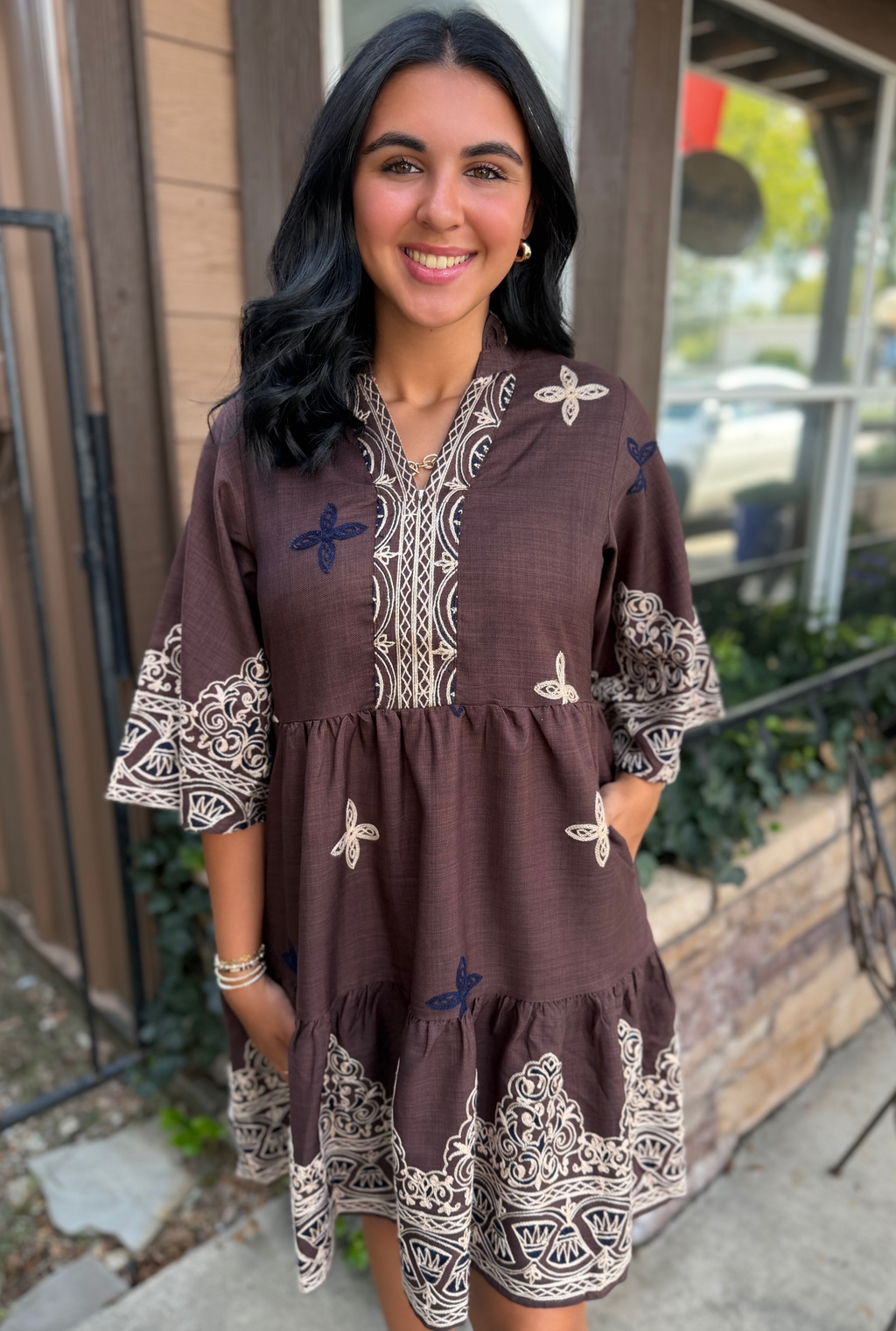 ESPRESSO SABRINA DRESS
