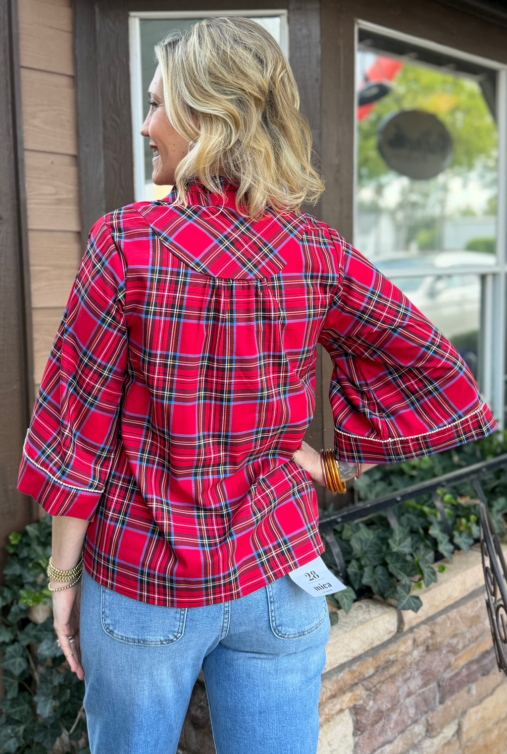 RED JOLLY PLAID TOP