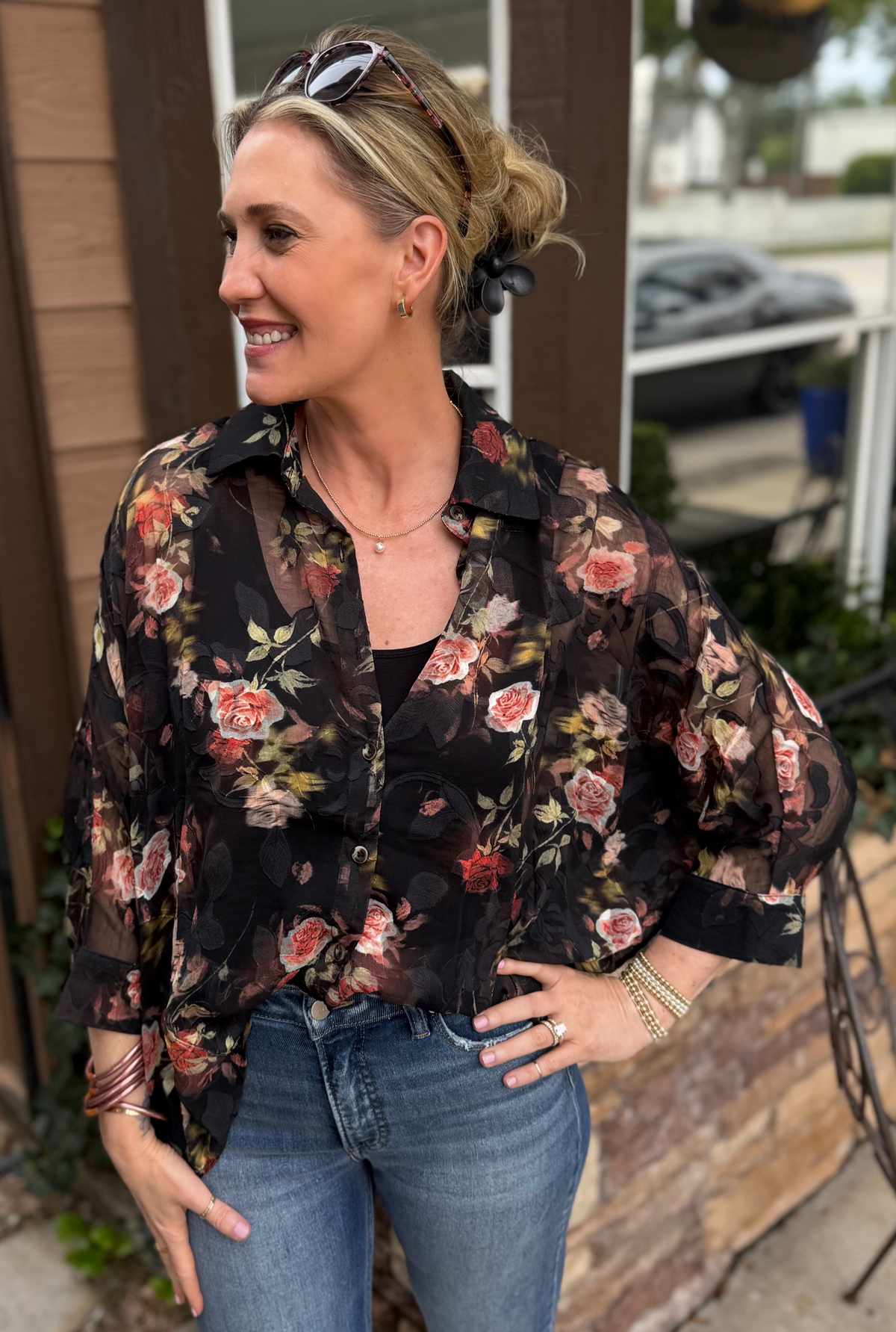 BLACK FLORAL AVRIL TOP