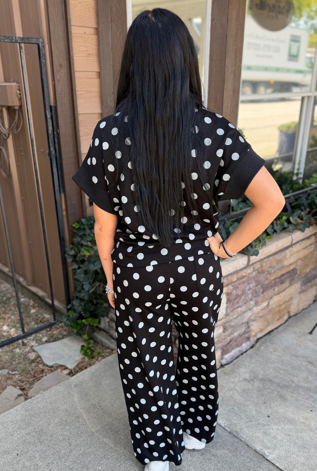 BLACK POLKA DOT ZIP SET