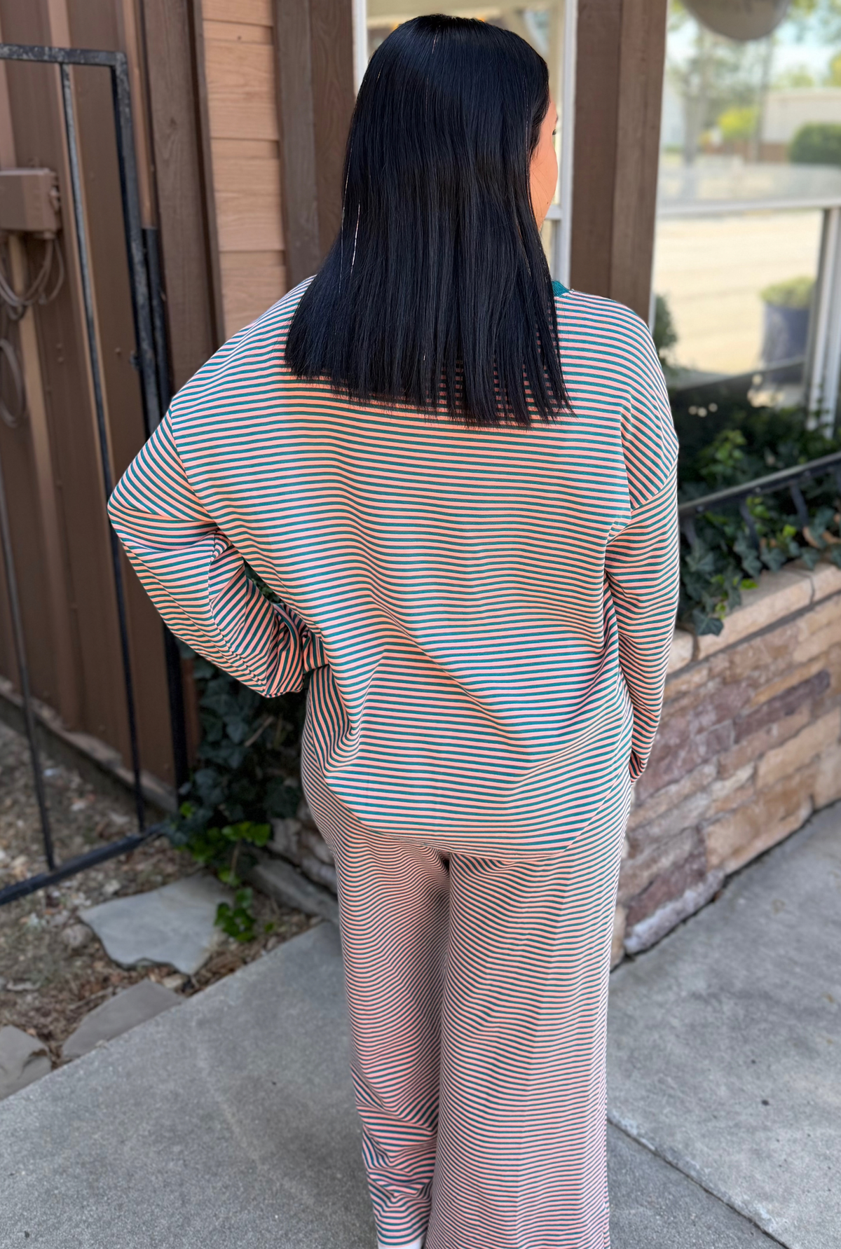 TEAL STRIPED LOUNGE SET