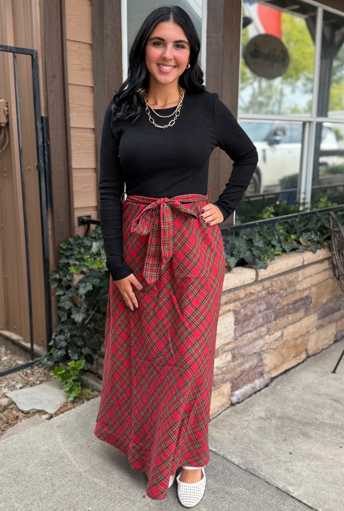 RED HOLLY PLAID DRESS