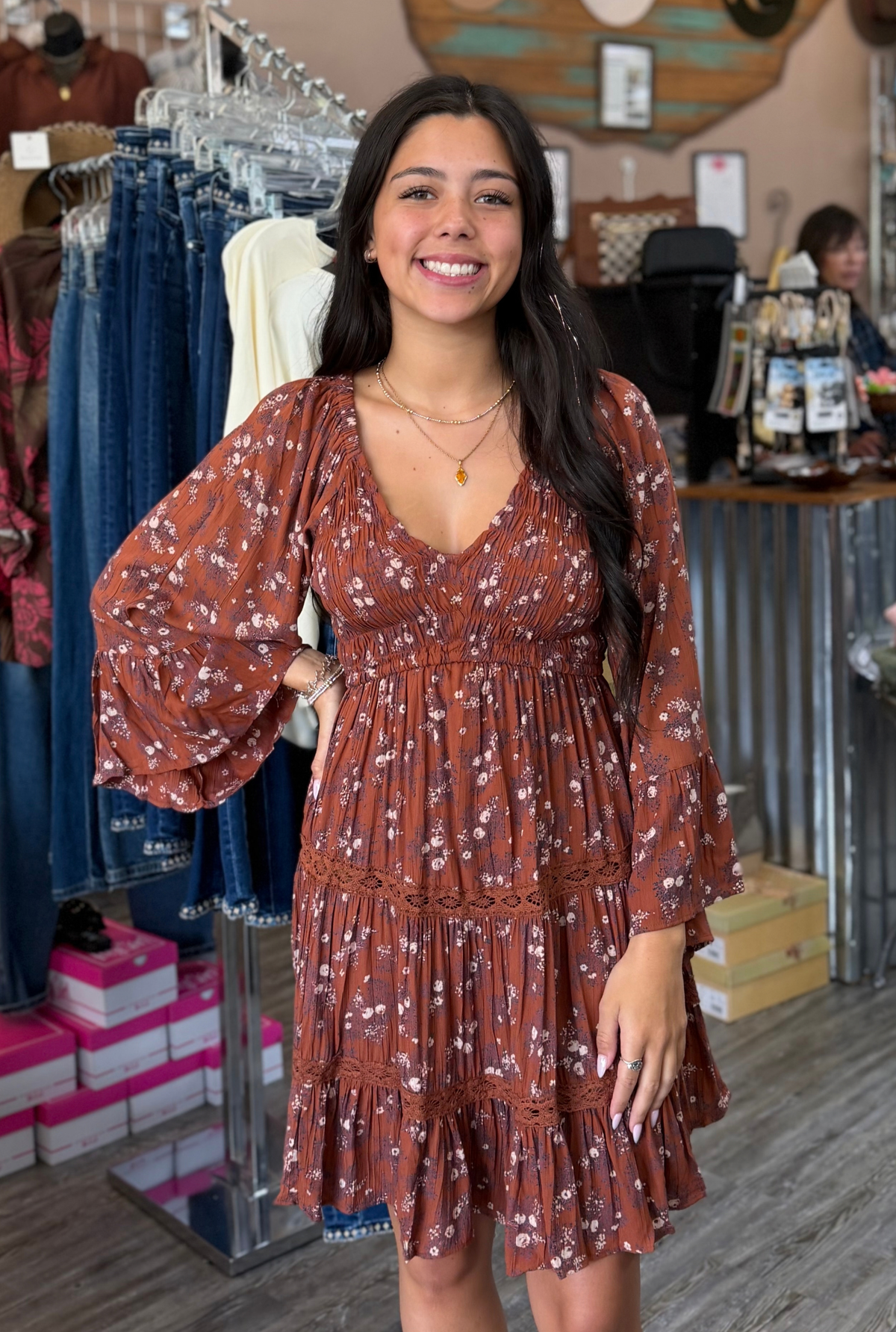 RUST REBECCA DRESS