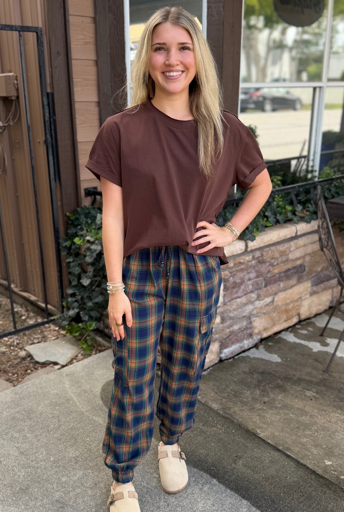 PLAID CARGO JOGGER PANTS