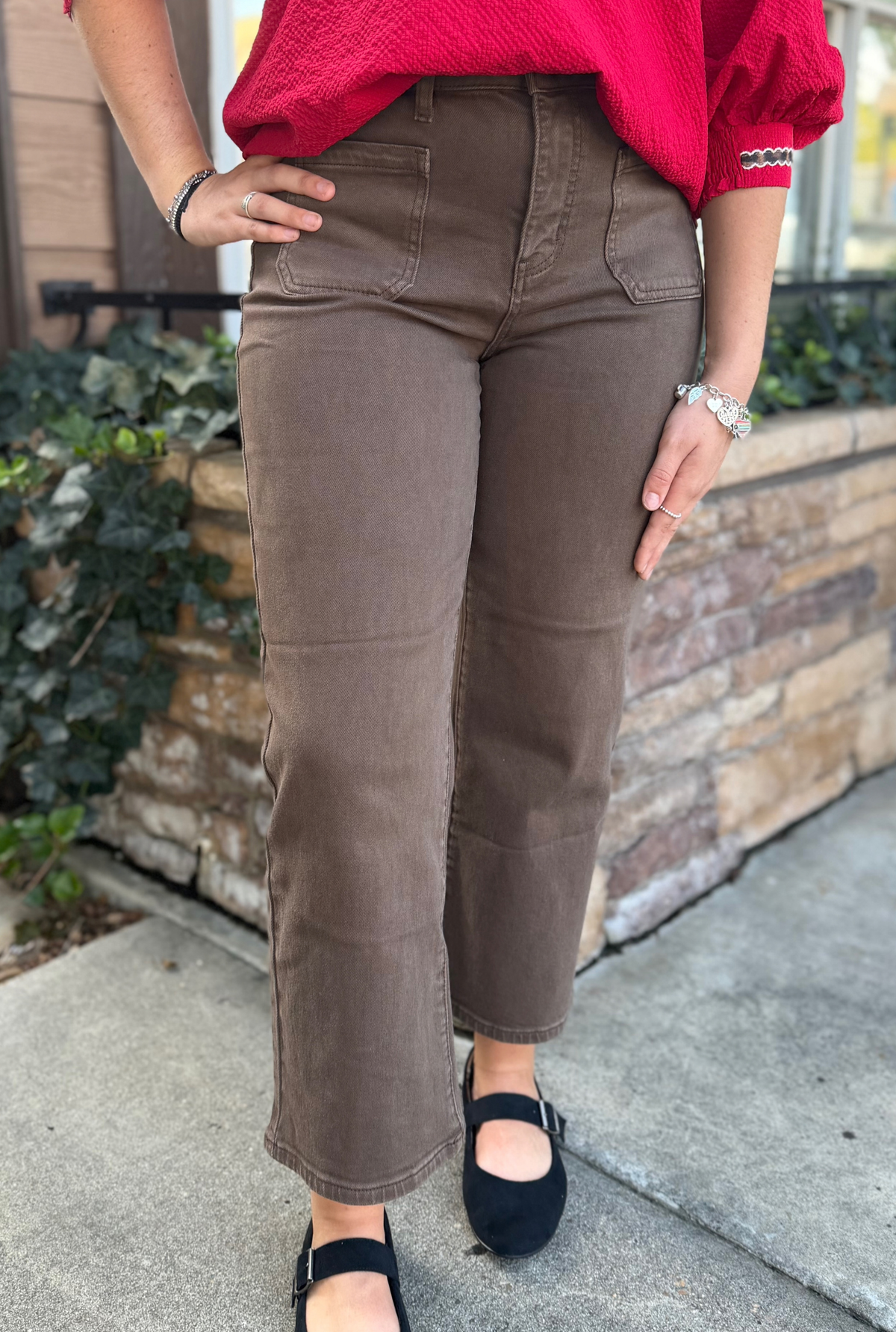 BROWN CROP KANCAN JEANS