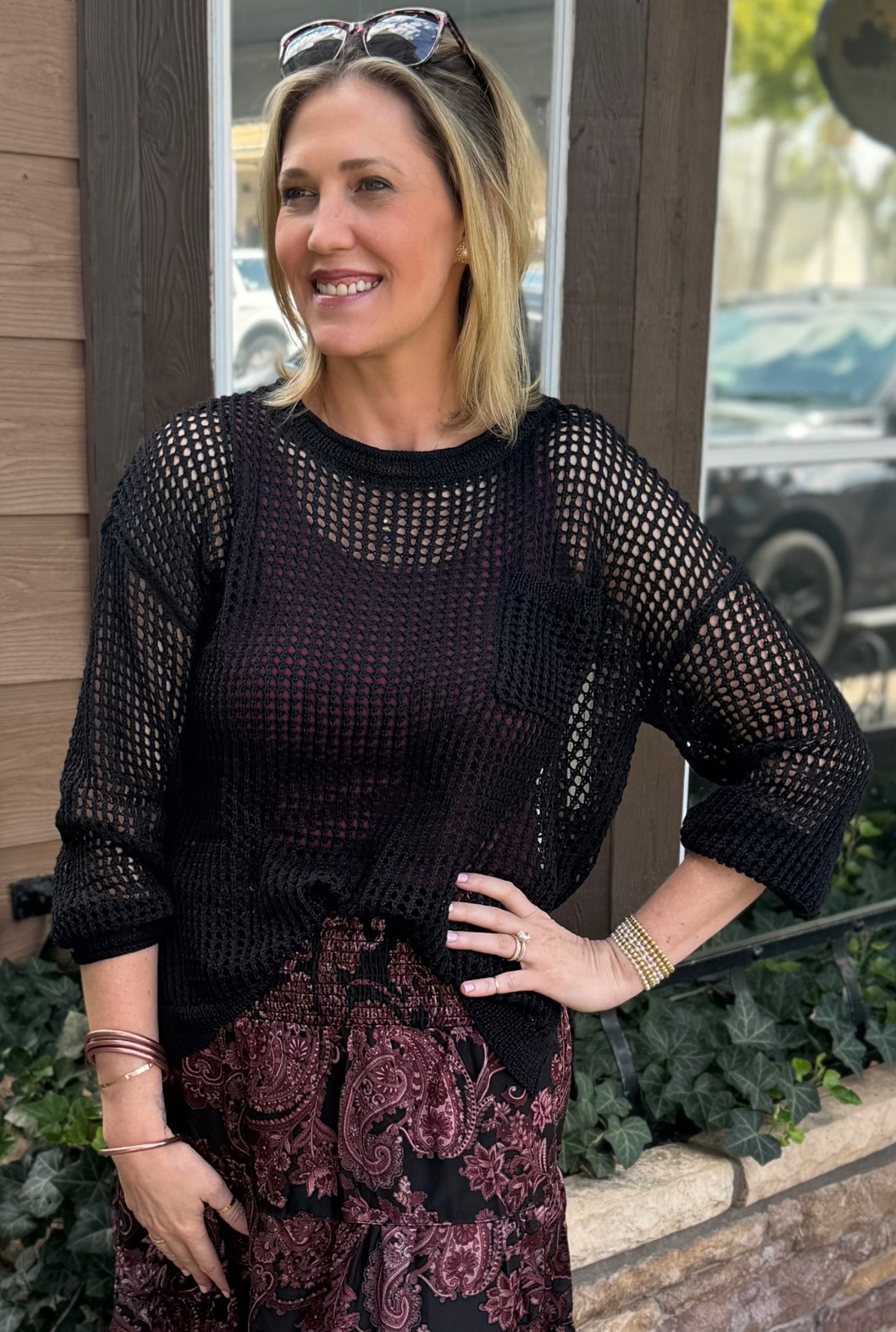 BLACK KNIT OASIS TOP