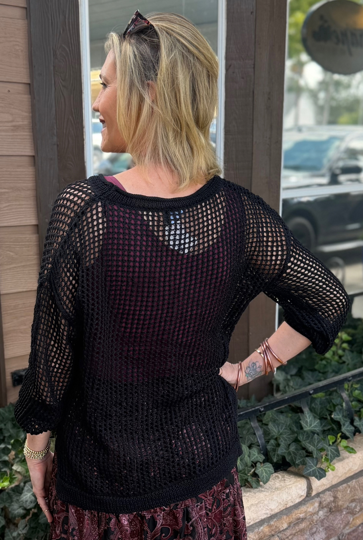 BLACK KNIT OASIS TOP