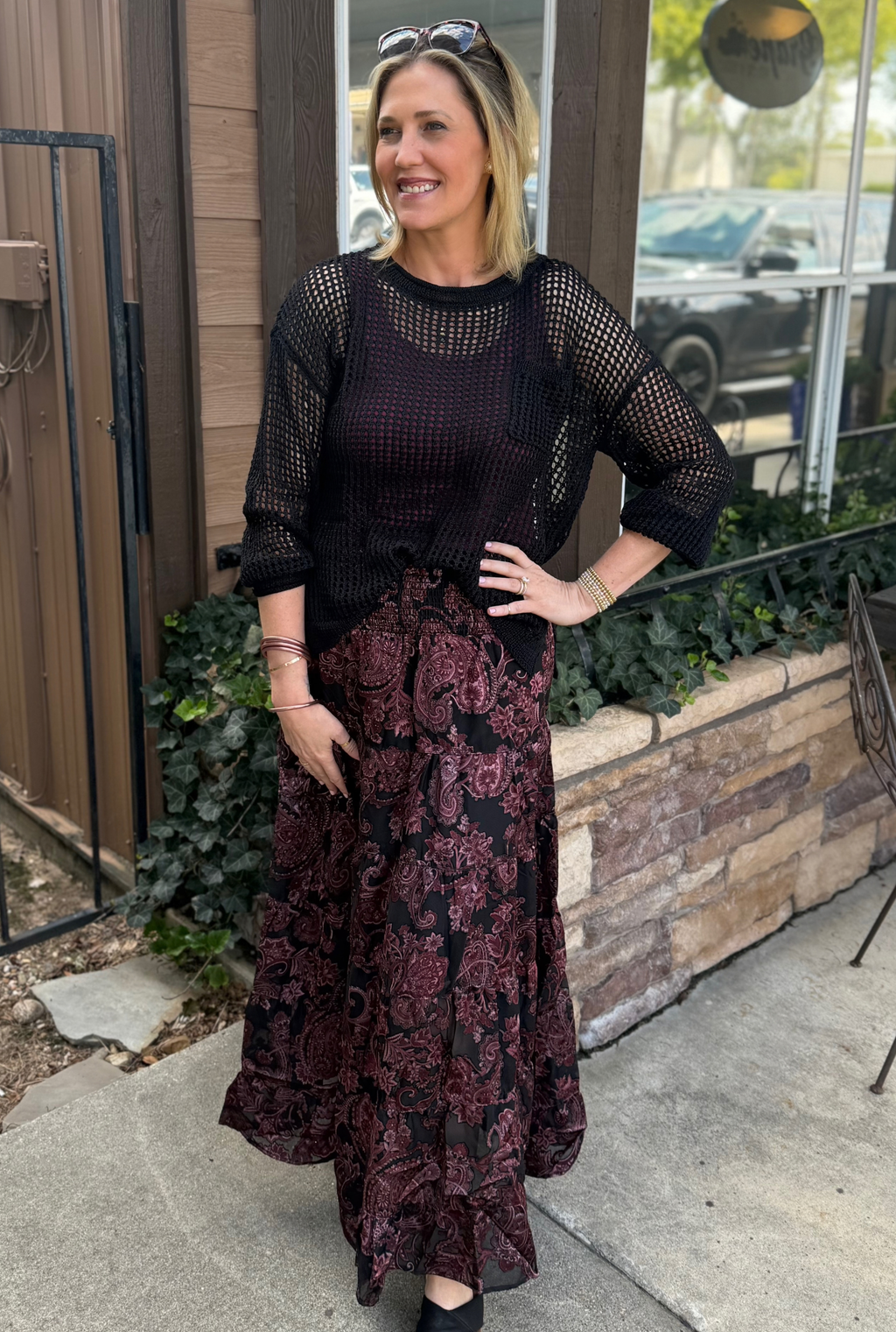 BURNOUT SATIN SKIRT