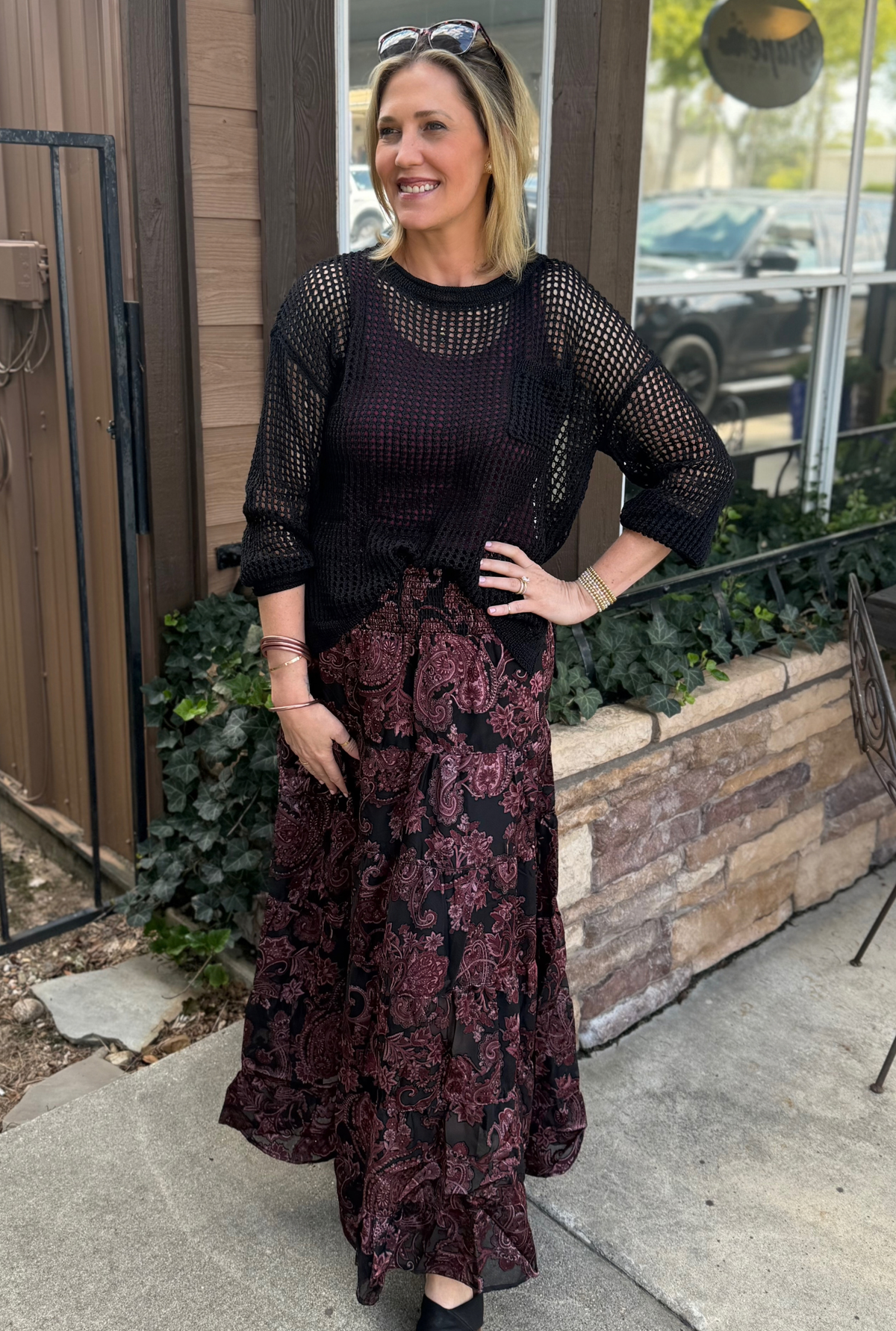 BURNOUT SATIN SKIRT