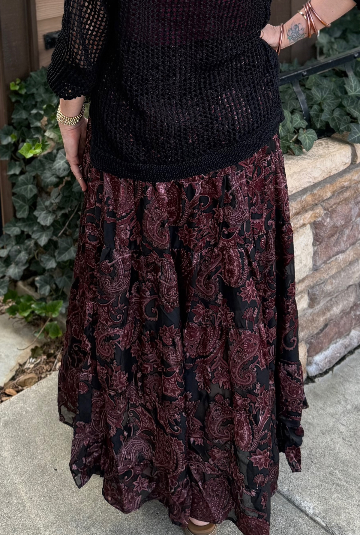BURNOUT SATIN SKIRT