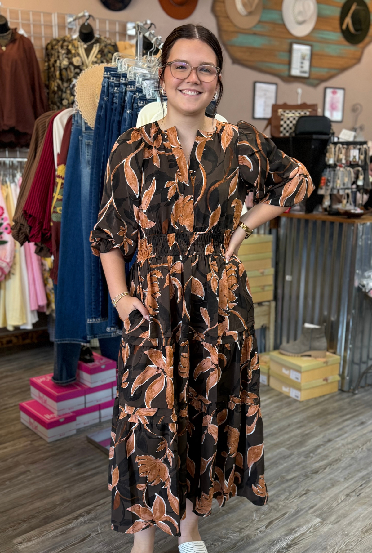 BROWN GENEVIEVE DRESS