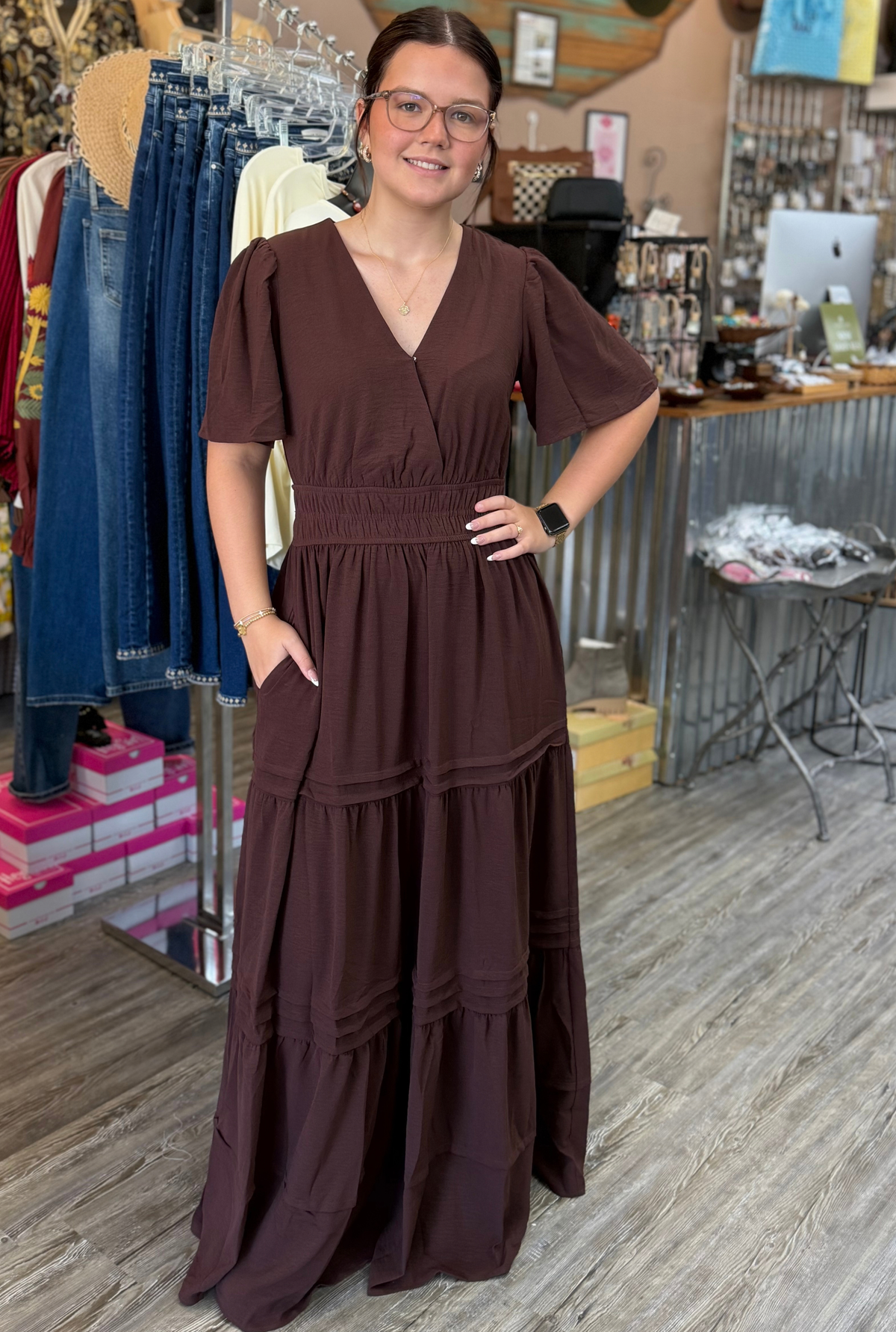 DARK BROWN NORA DRESS