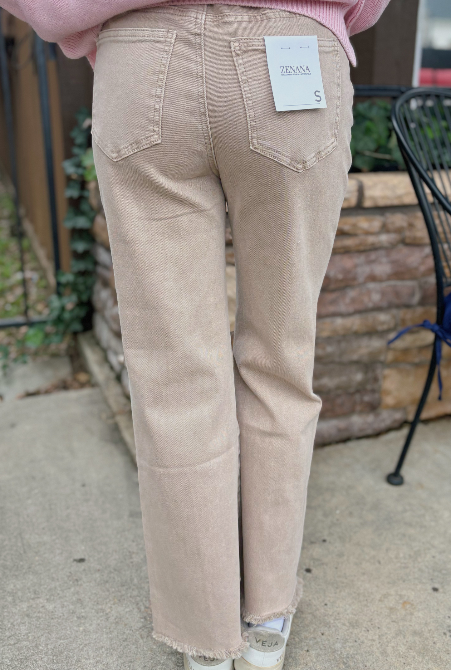 ASH MOCHA FRAYED HEM PANTS