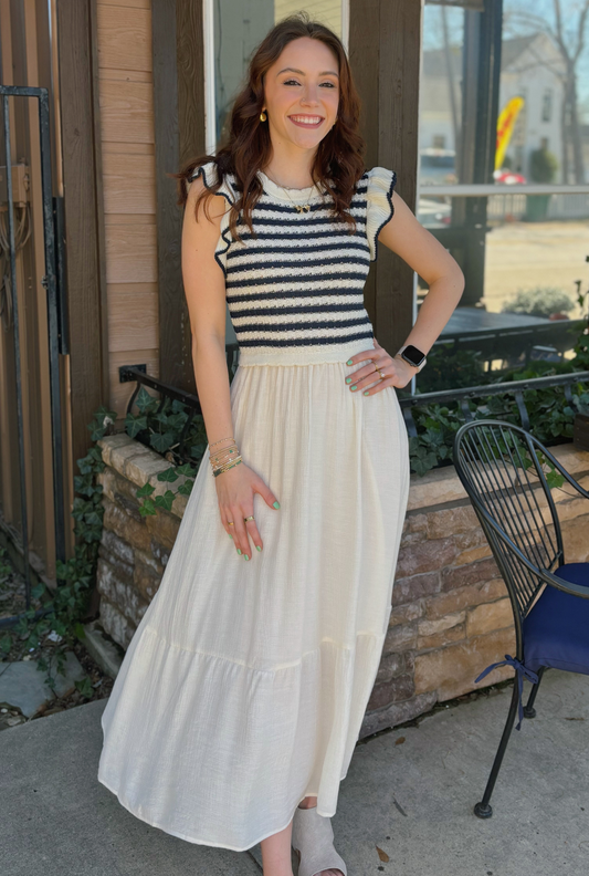 NAVY VENICE DRESS