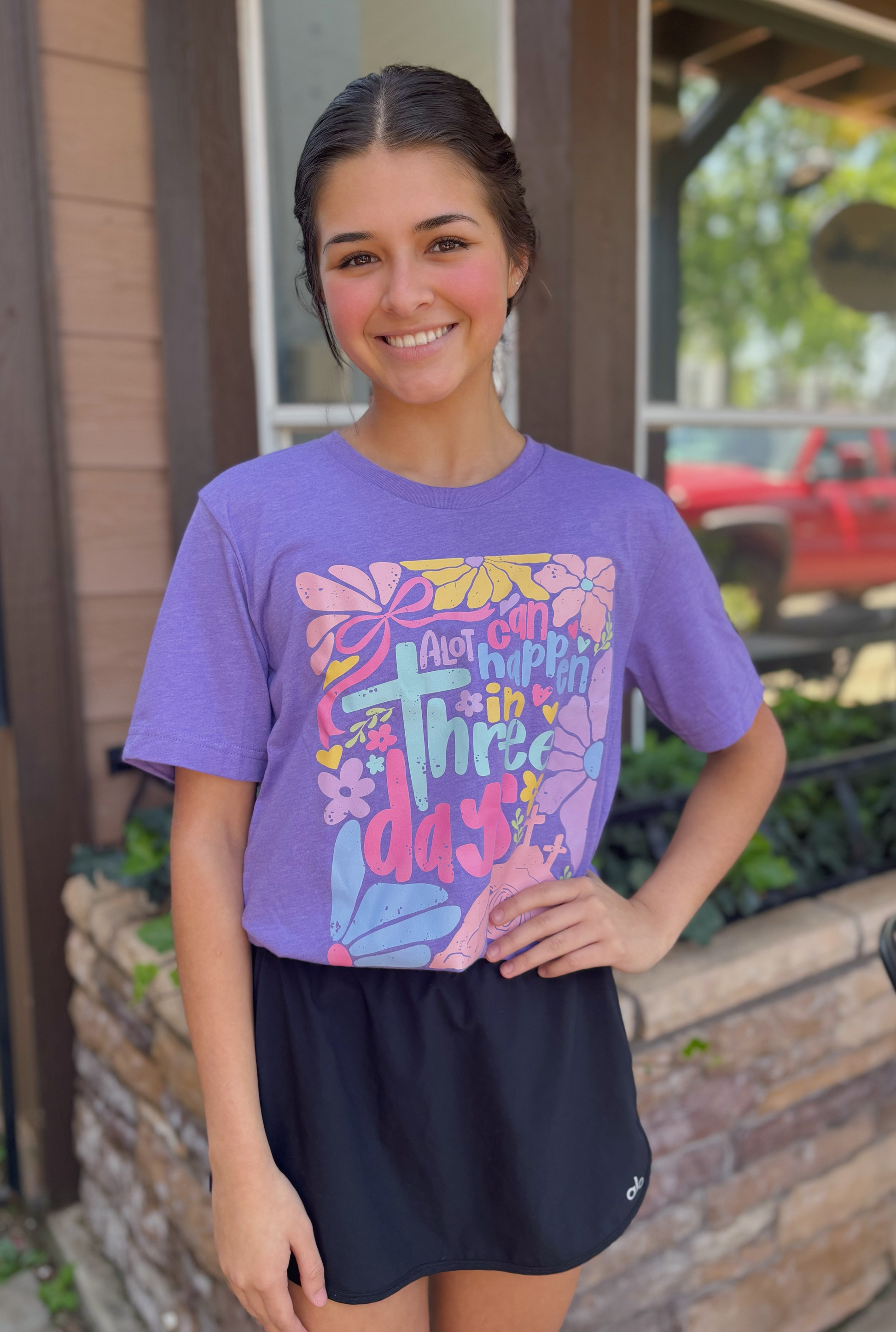 PURPLE A LOT CAN HAPPEN GRAPHIC TEE