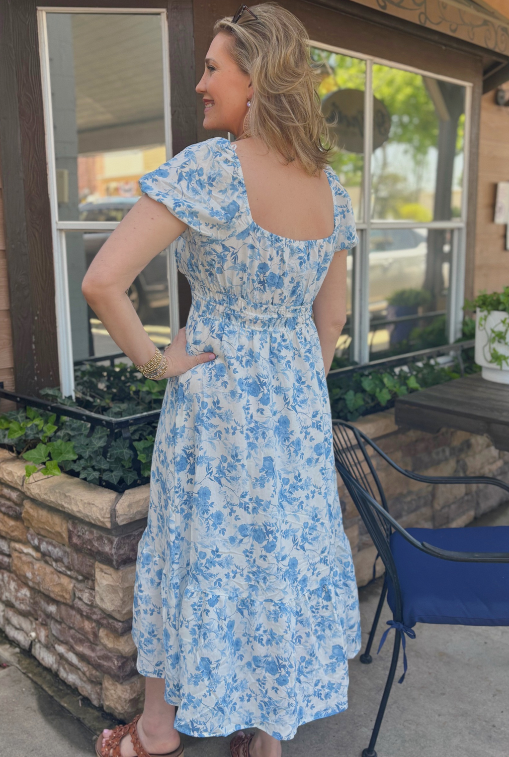 BLUE FLORAL SWEETHEART DRESS