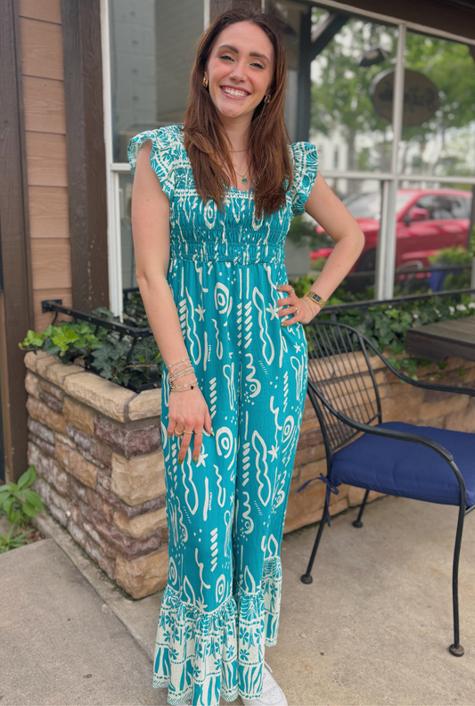 TURQUOISE LINDSEY JUMPSUIT