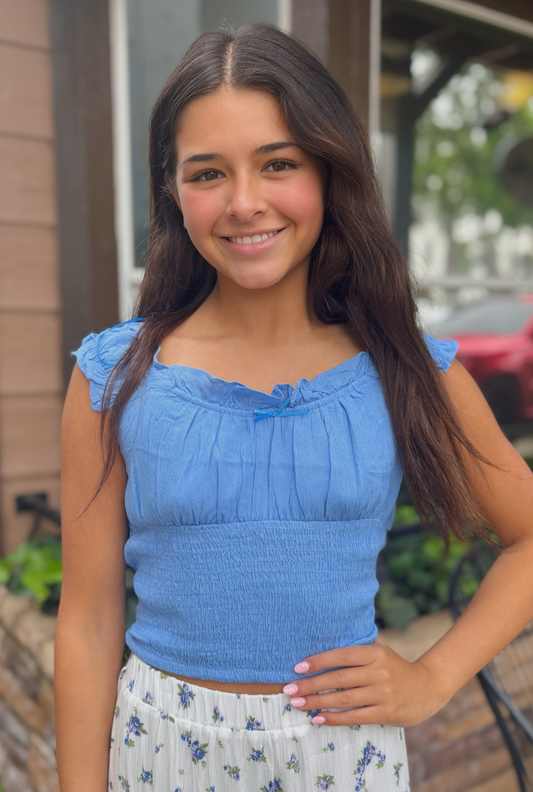 BLUE SMOCKED TANK