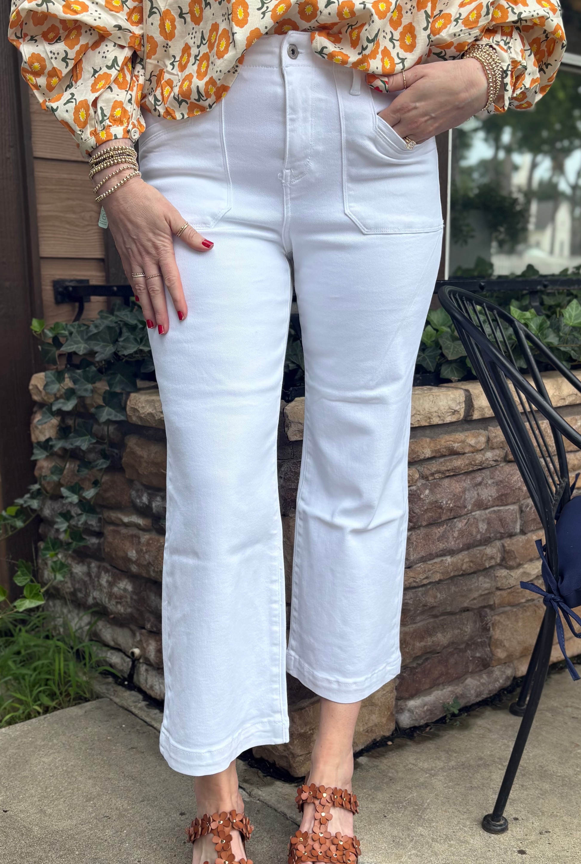 OFF WHITE SUPER HIGH WIDE CROPPED JEANS