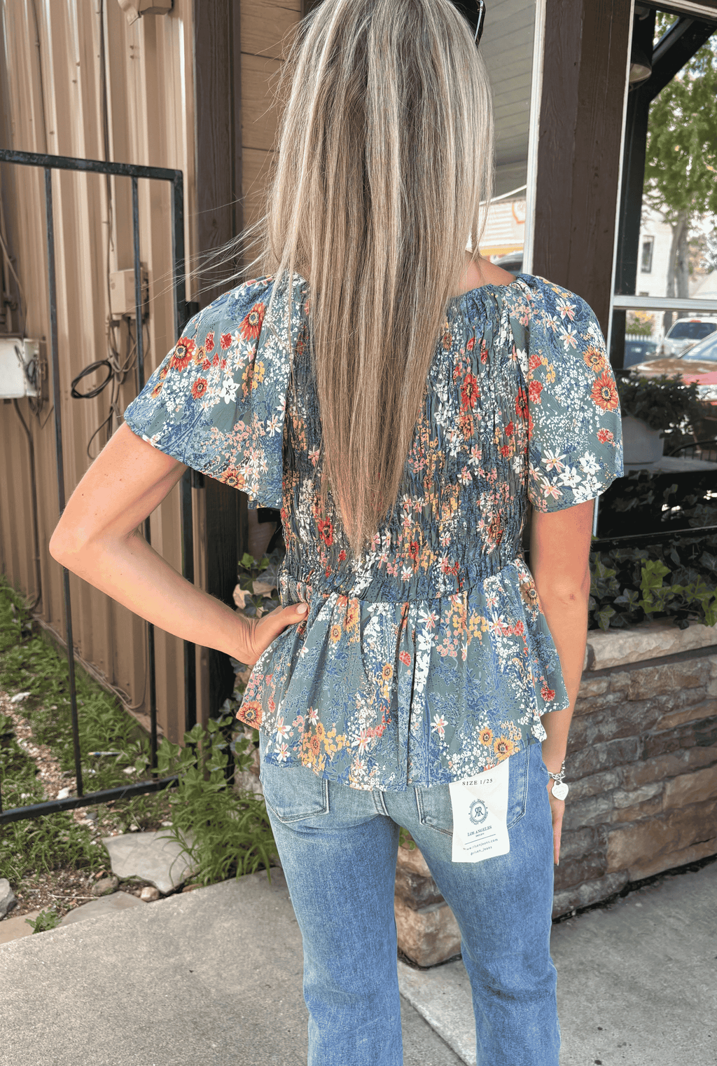 TEAL SMOCKED TOP