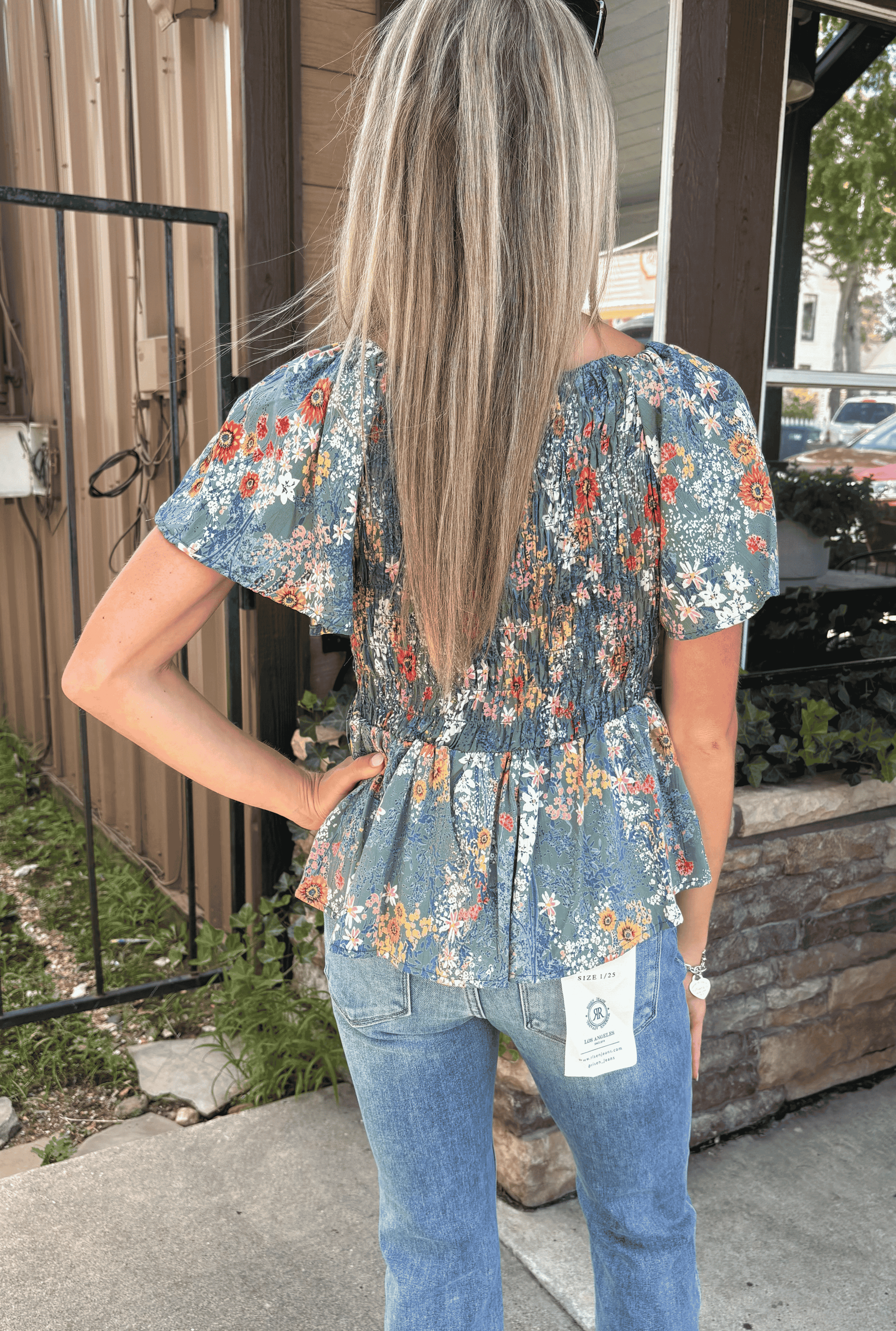 TEAL SMOCKED TOP
