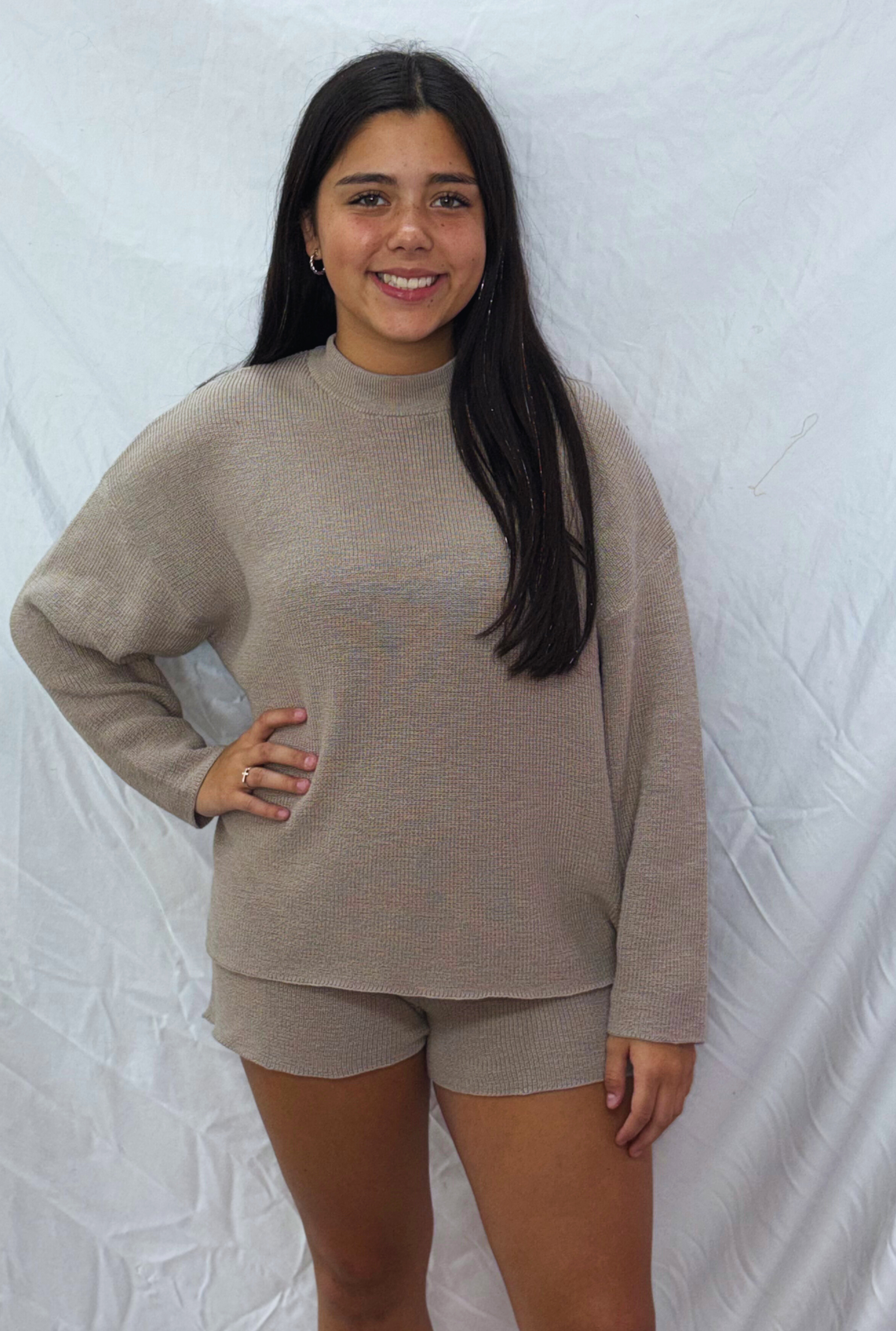 ASH MOCHA SWEATER & SWEATER SHORTS SET