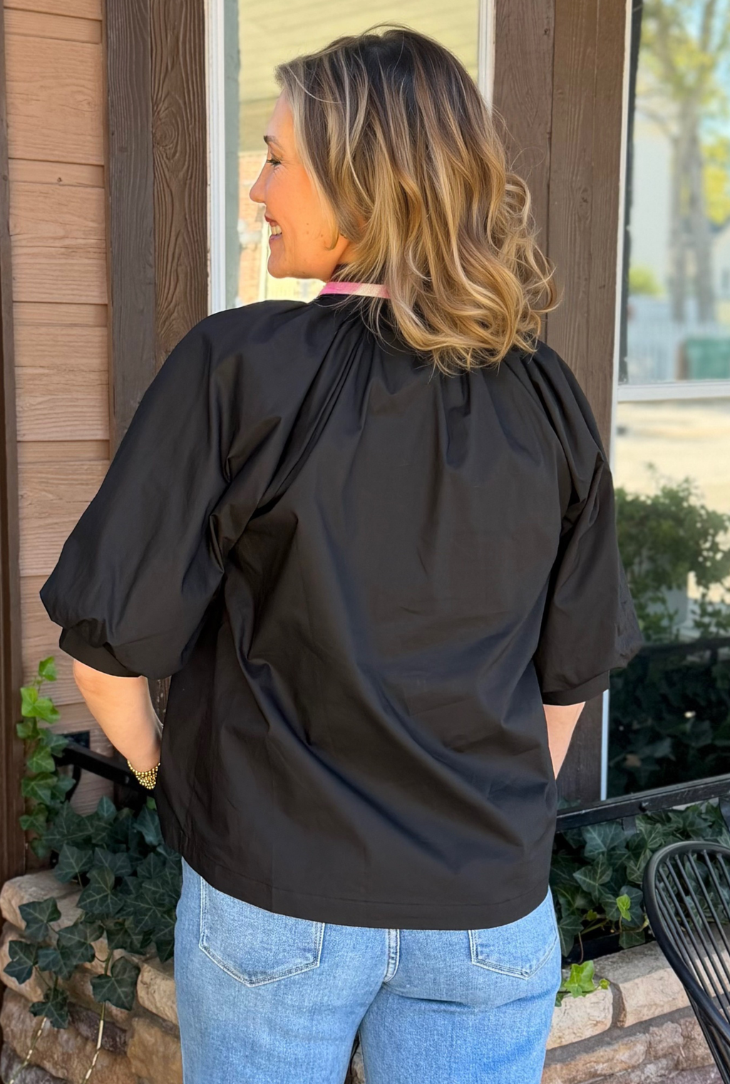 BLACK EMBROIDERED FLORAL TOP