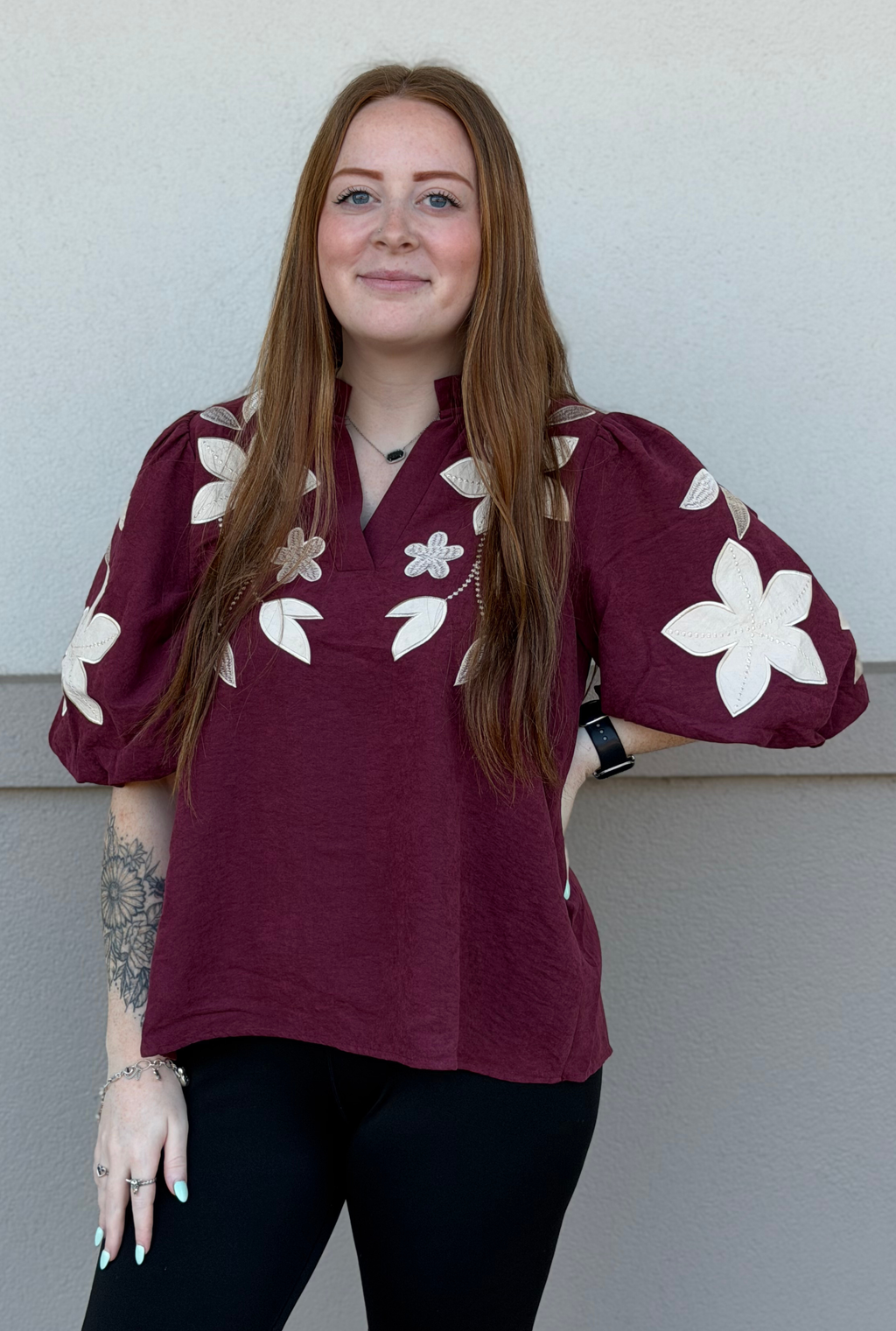 BURGUNDY STONE SUEDE TOP