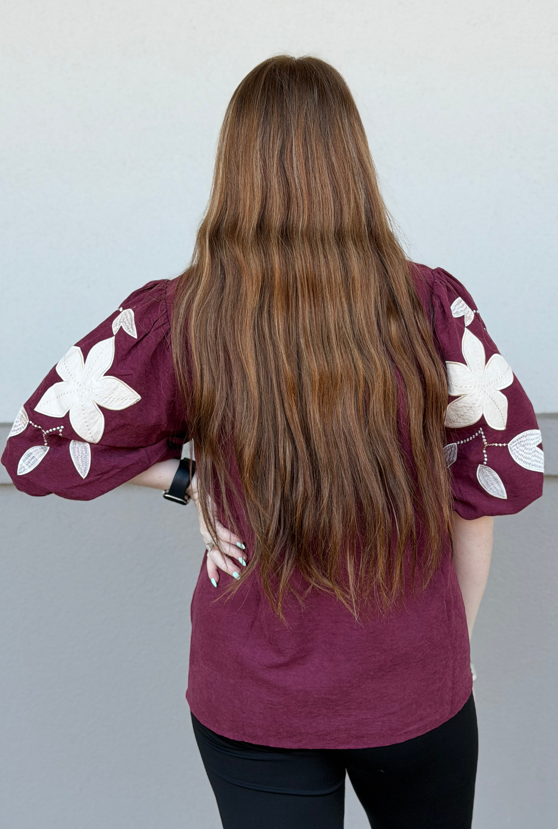 BURGUNDY STONE SUEDE TOP