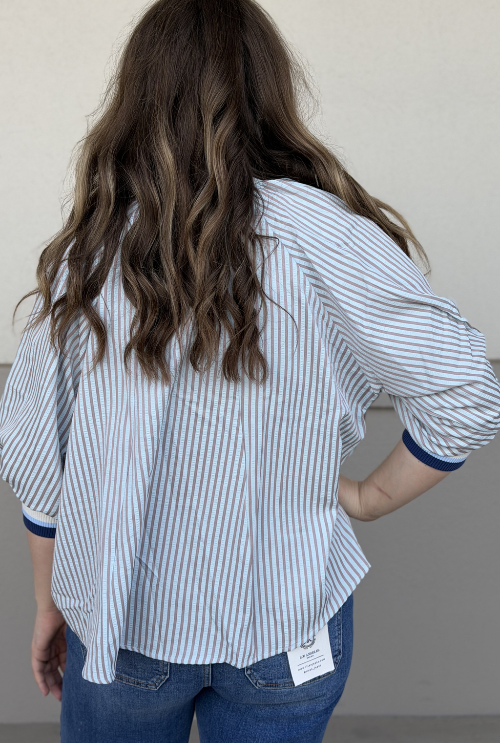 SNAZZY BLUE STRIPED TOP