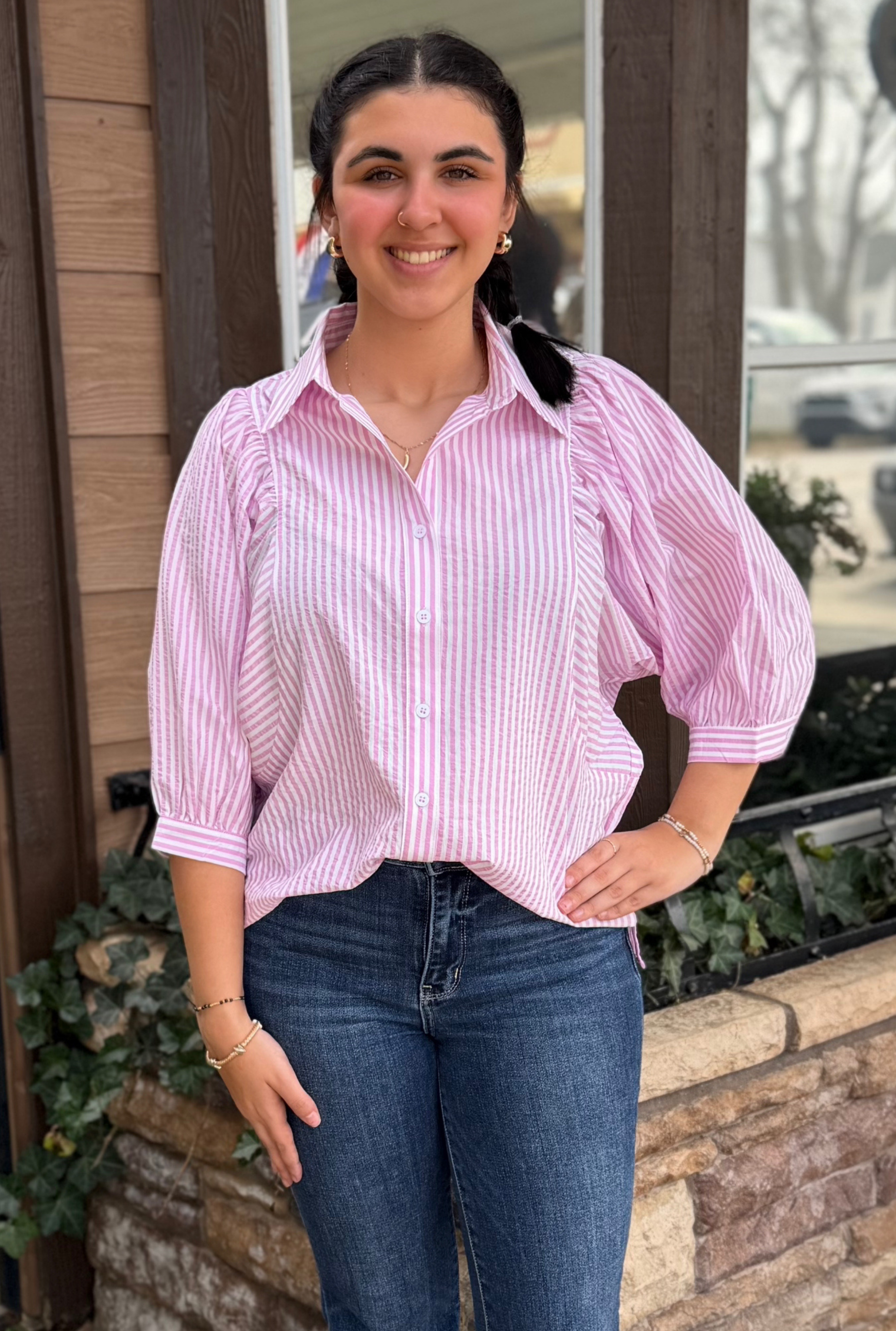 PINK STRIPED SOPHIE TOP