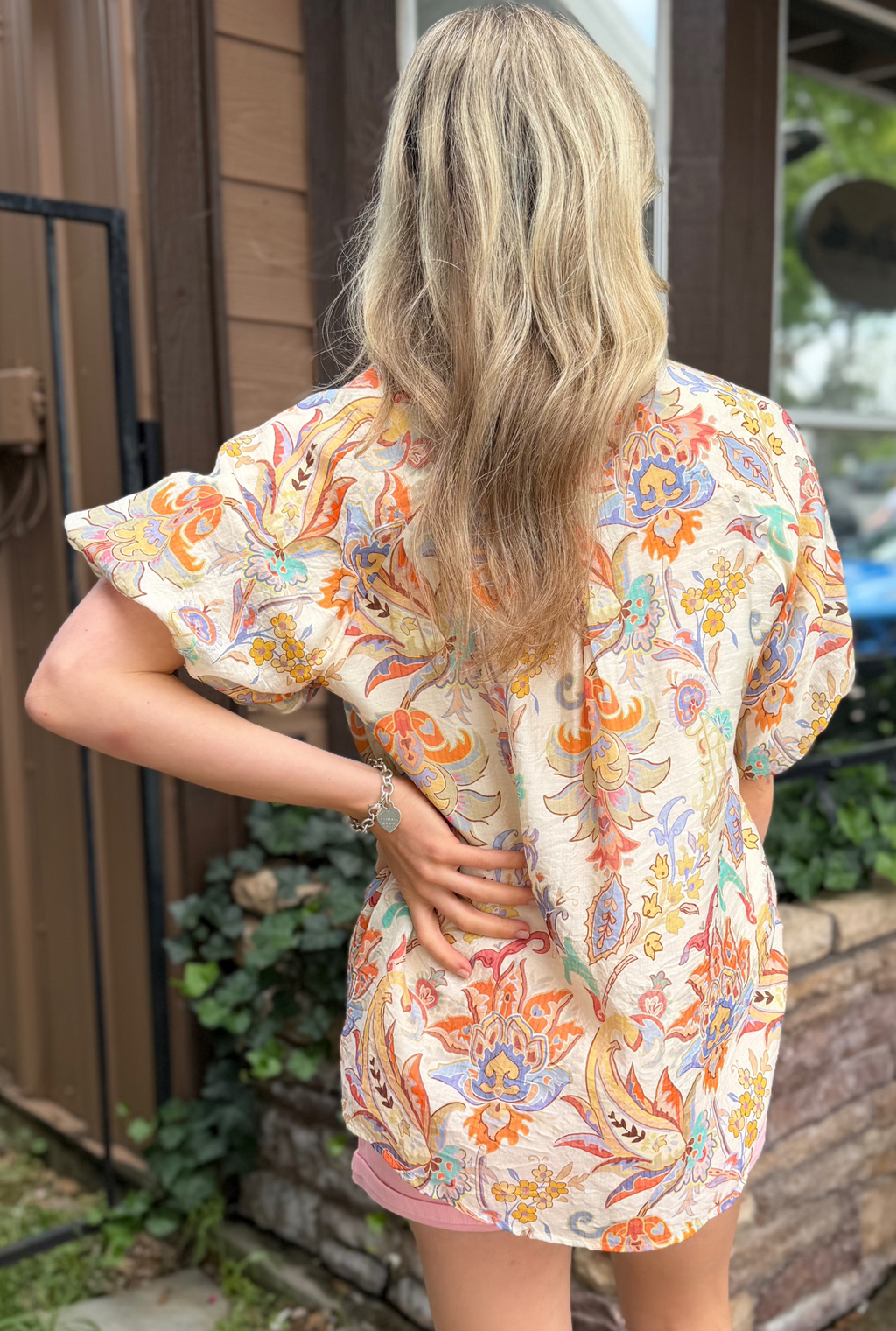 TANGERINE PAISLEY TOP