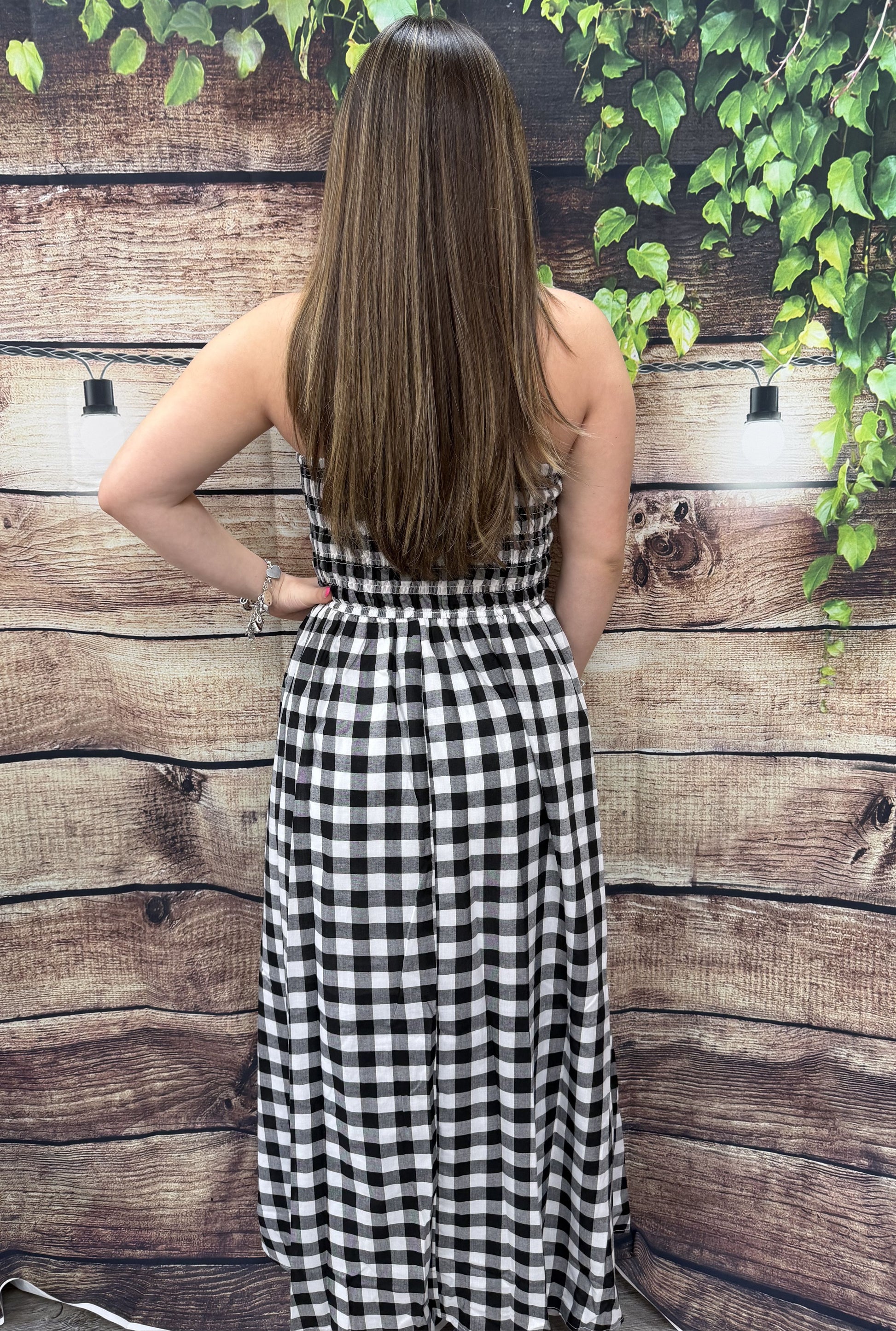 BLACK GINGHAM MINI DRESS