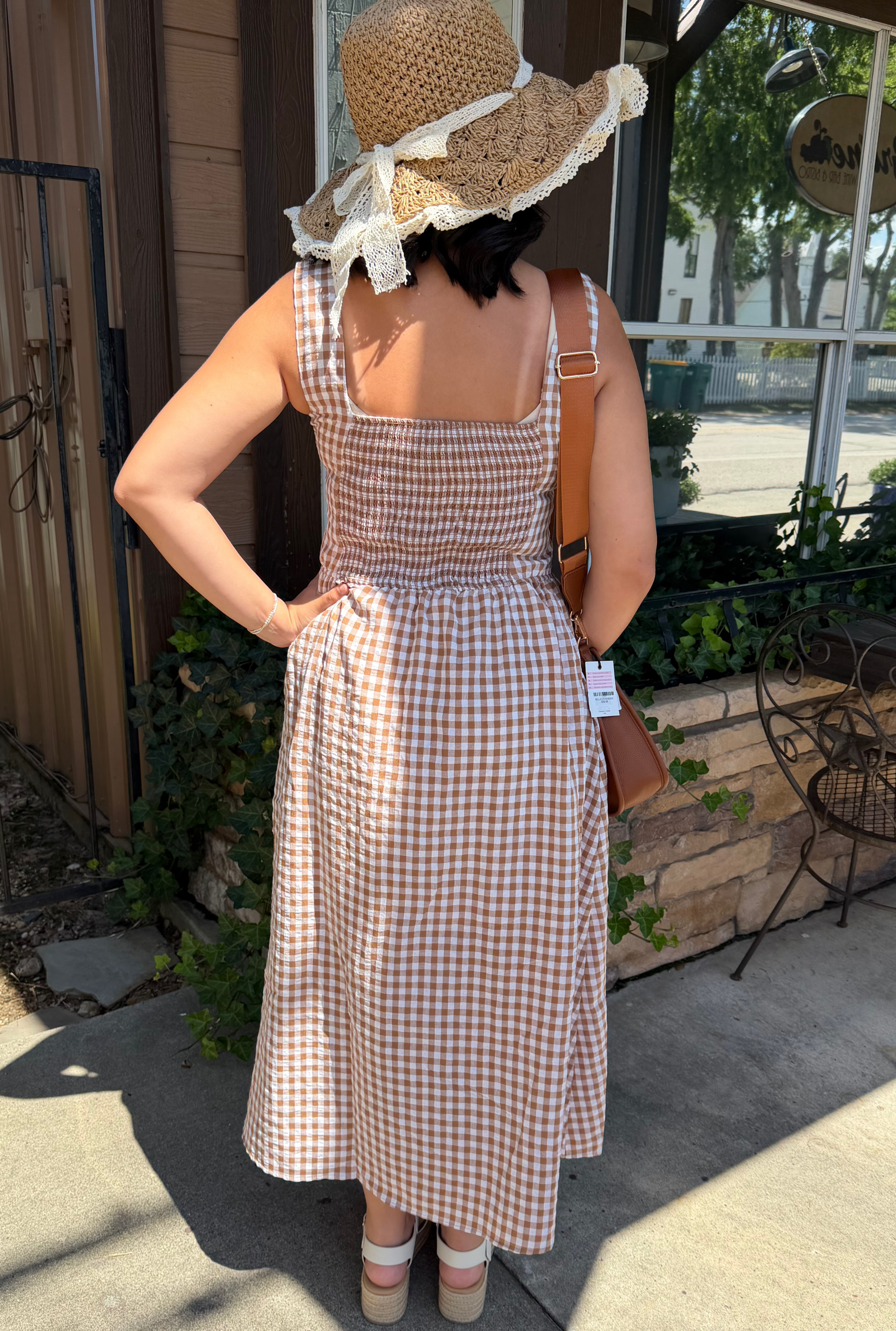 BROWN GINGHAM DRESS