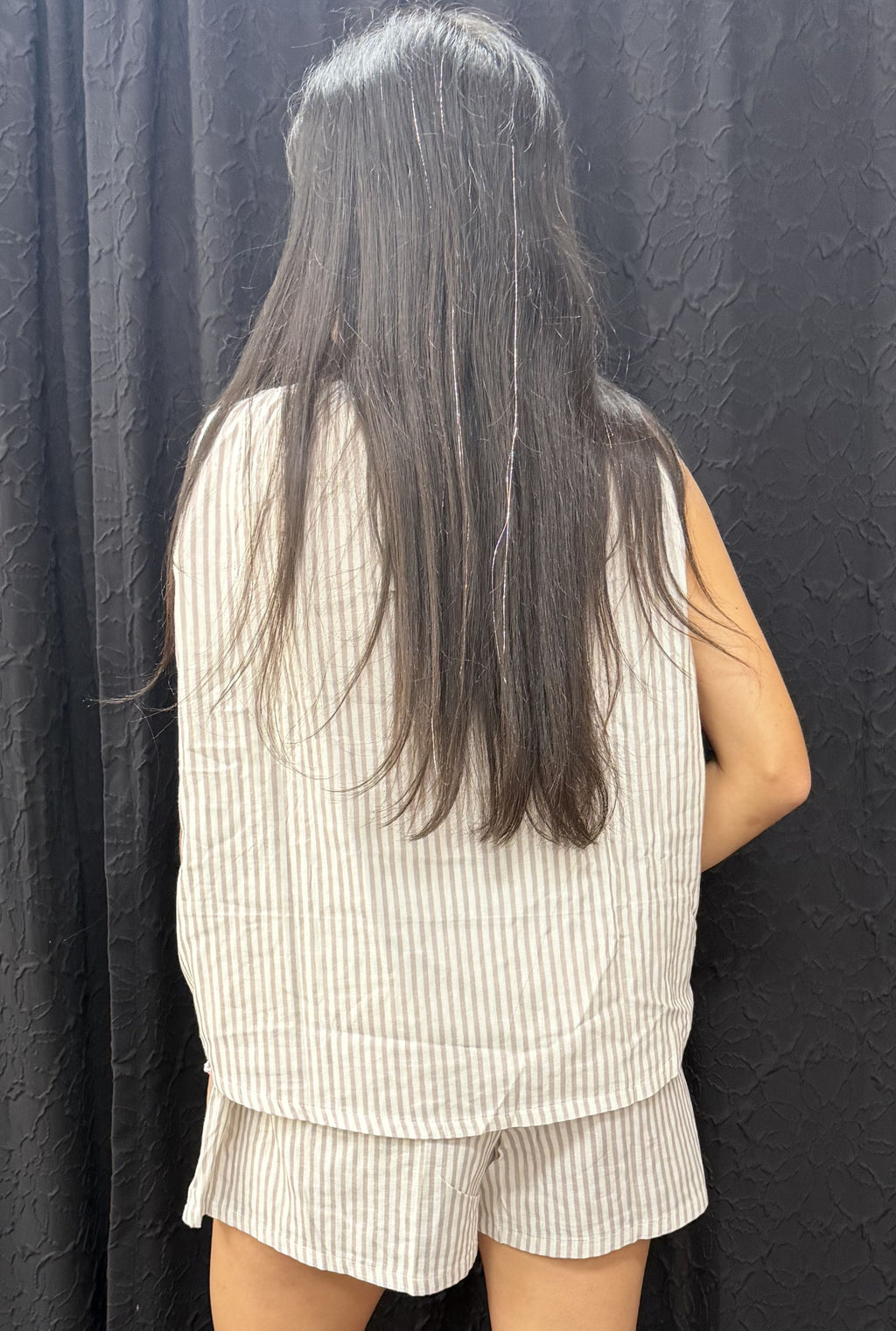 GREY COTTON STRIPE SET