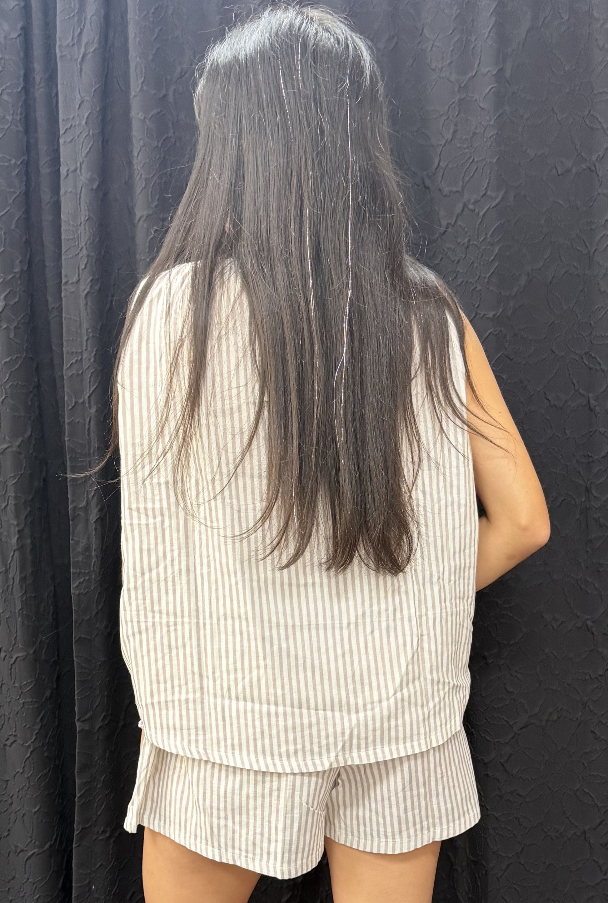 GREY COTTON STRIPE SET