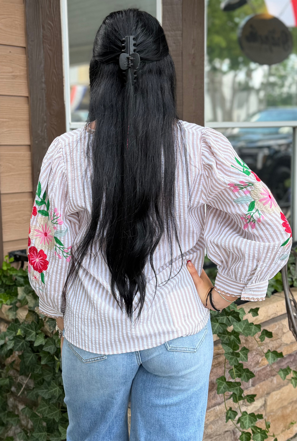 STRIPED BOUQUET BLOUSE