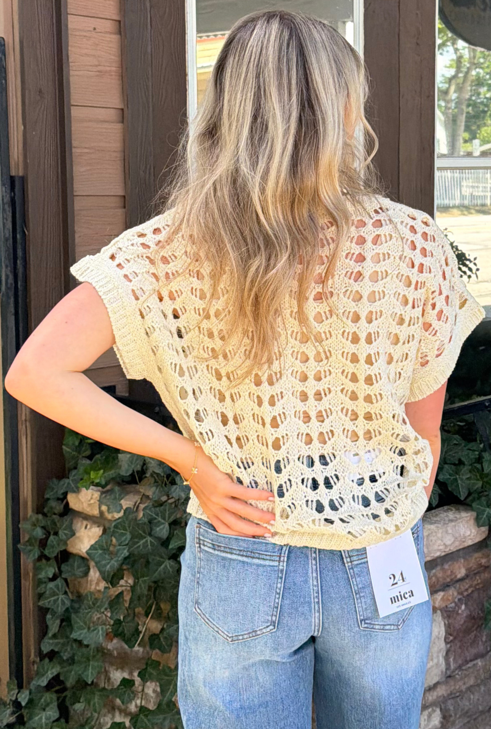 CREAM CROCHET VEST