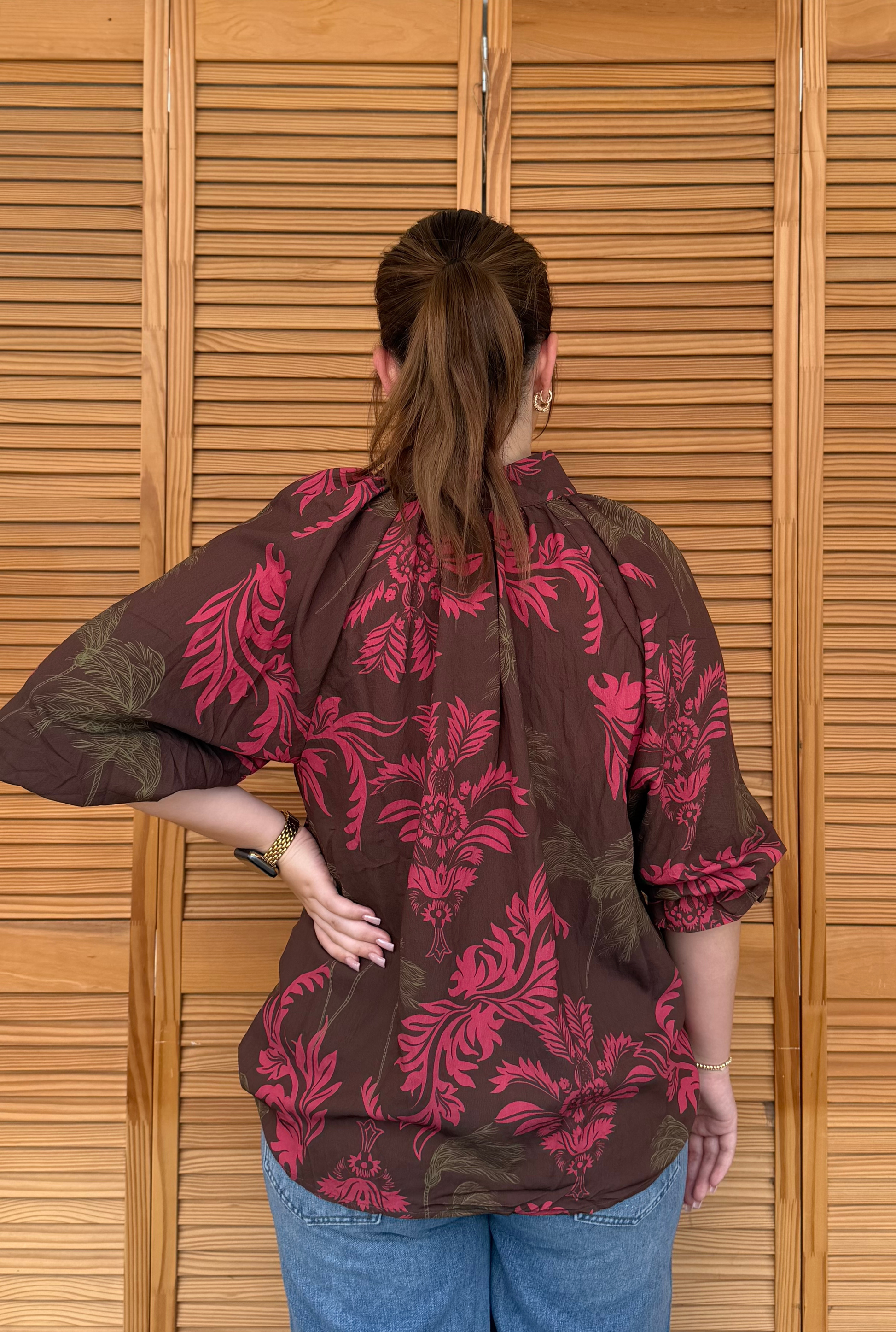 Brown Botanical Top