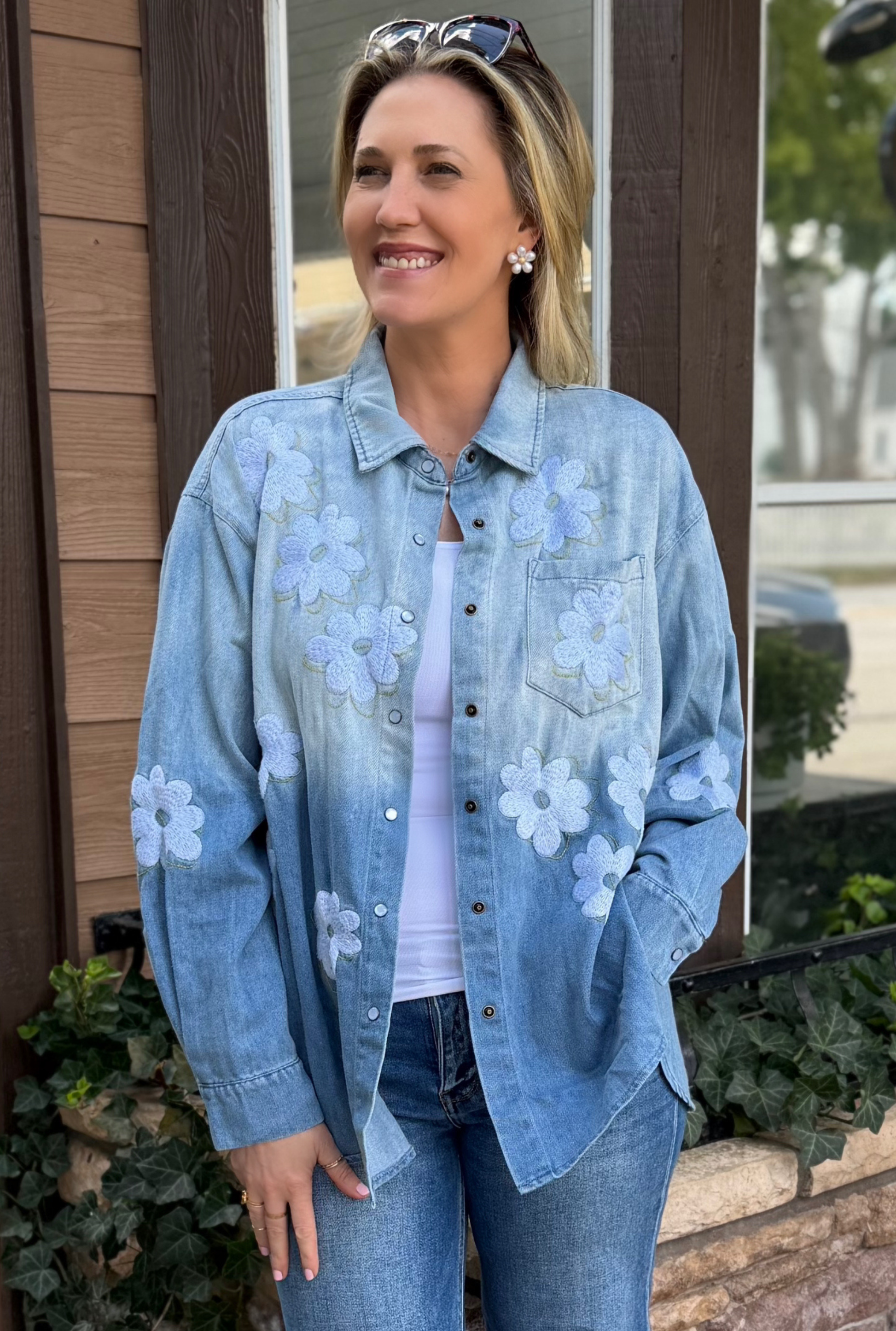 HAPPY FLORAL DENIM JACKET