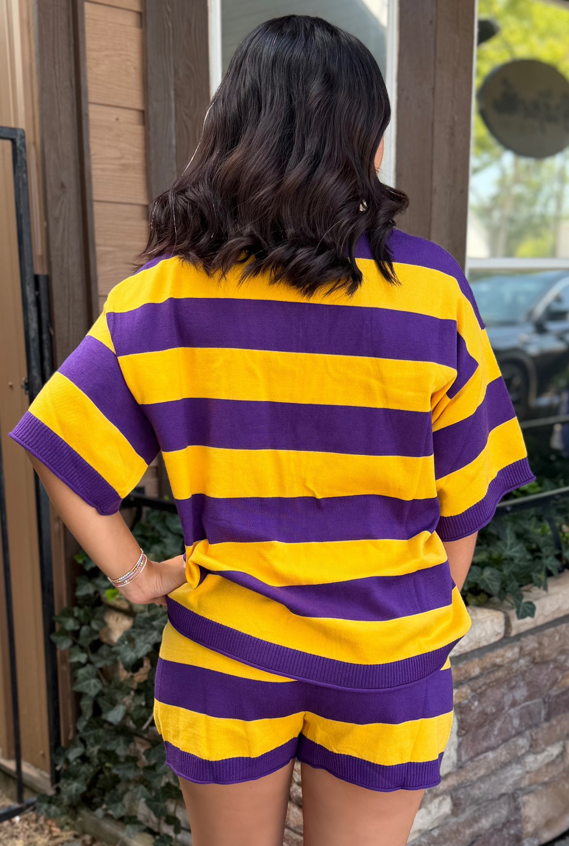 PURPLE AND GOLD STRIPE SET
