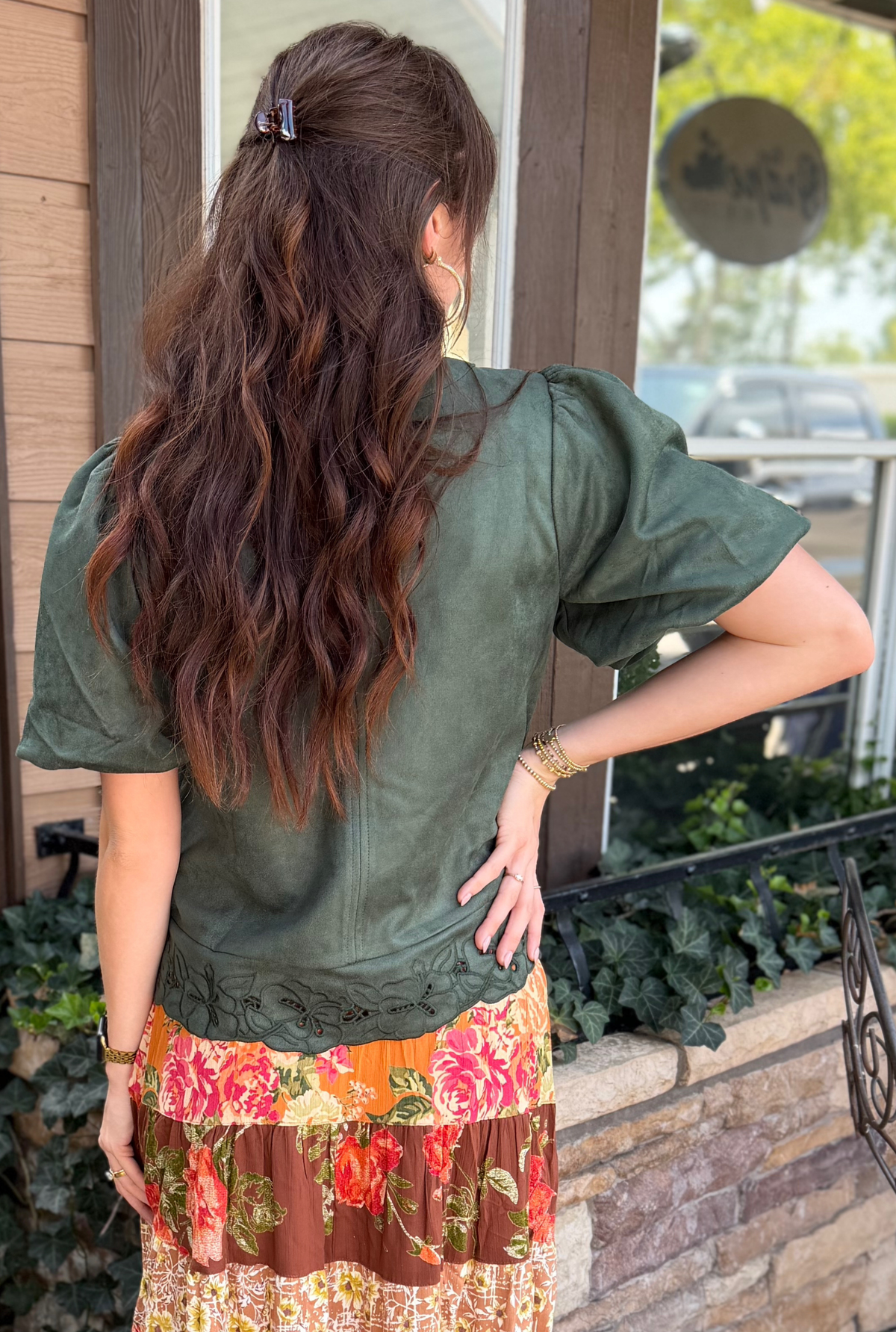 FOREST LINEN BUBBLE TOP